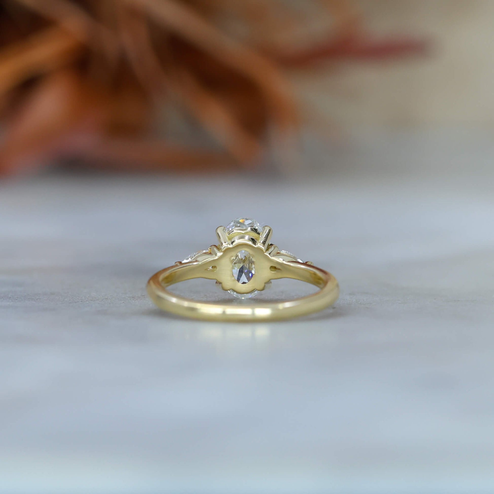 1.18ct Oval Lab Diamond trilogy Engagement ring