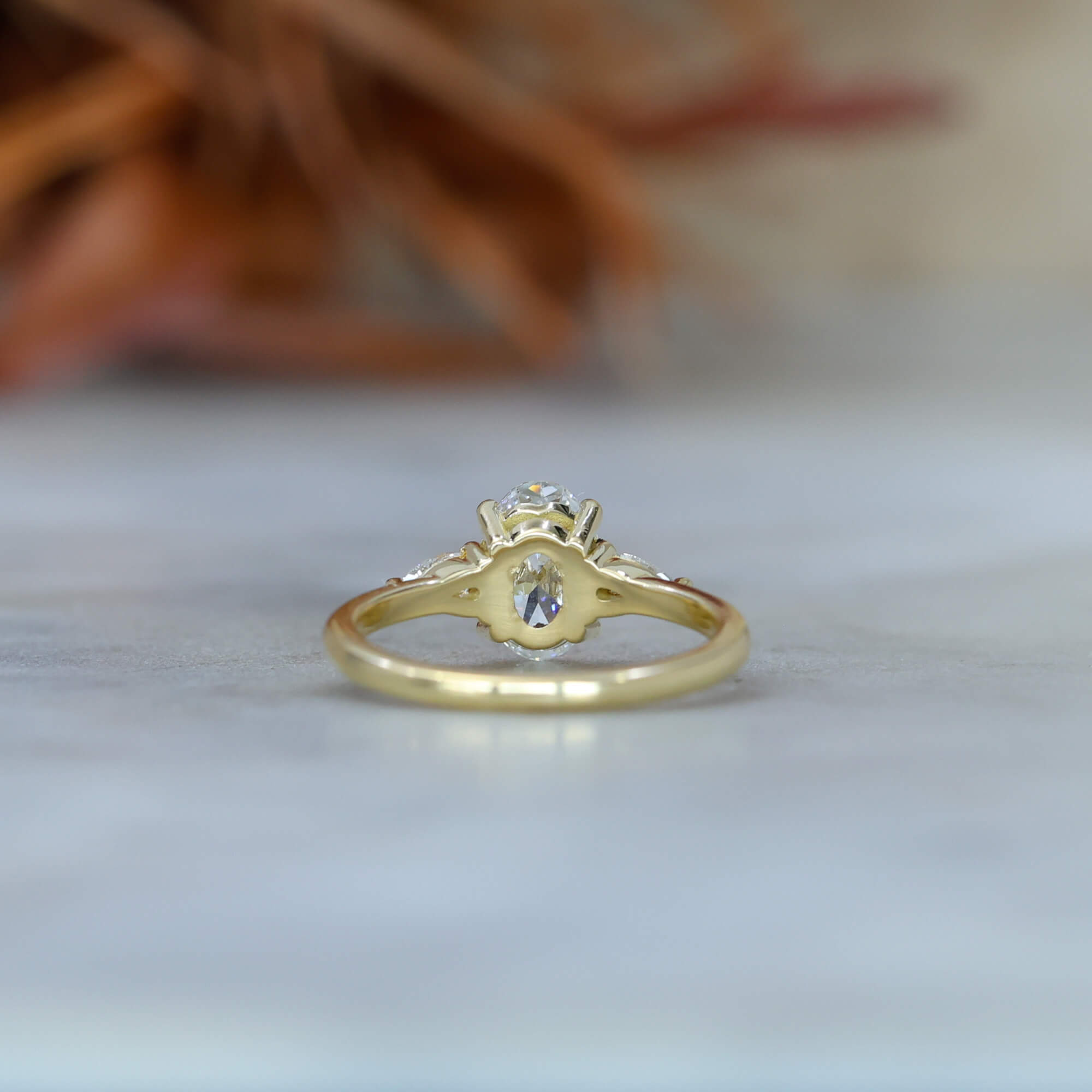 1.18ct Oval Lab Diamond trilogy Engagement ring