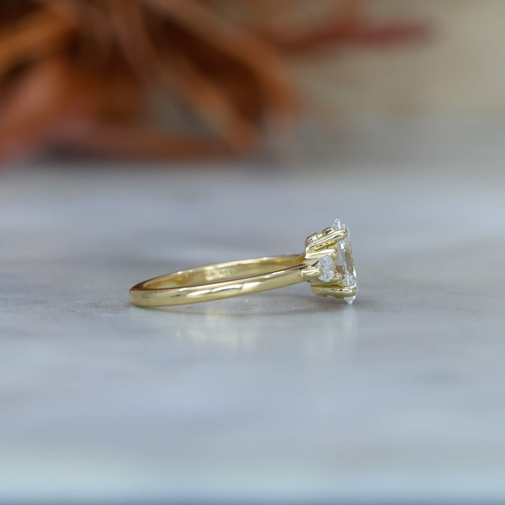 1.18ct Oval Lab Diamond trilogy Engagement ring