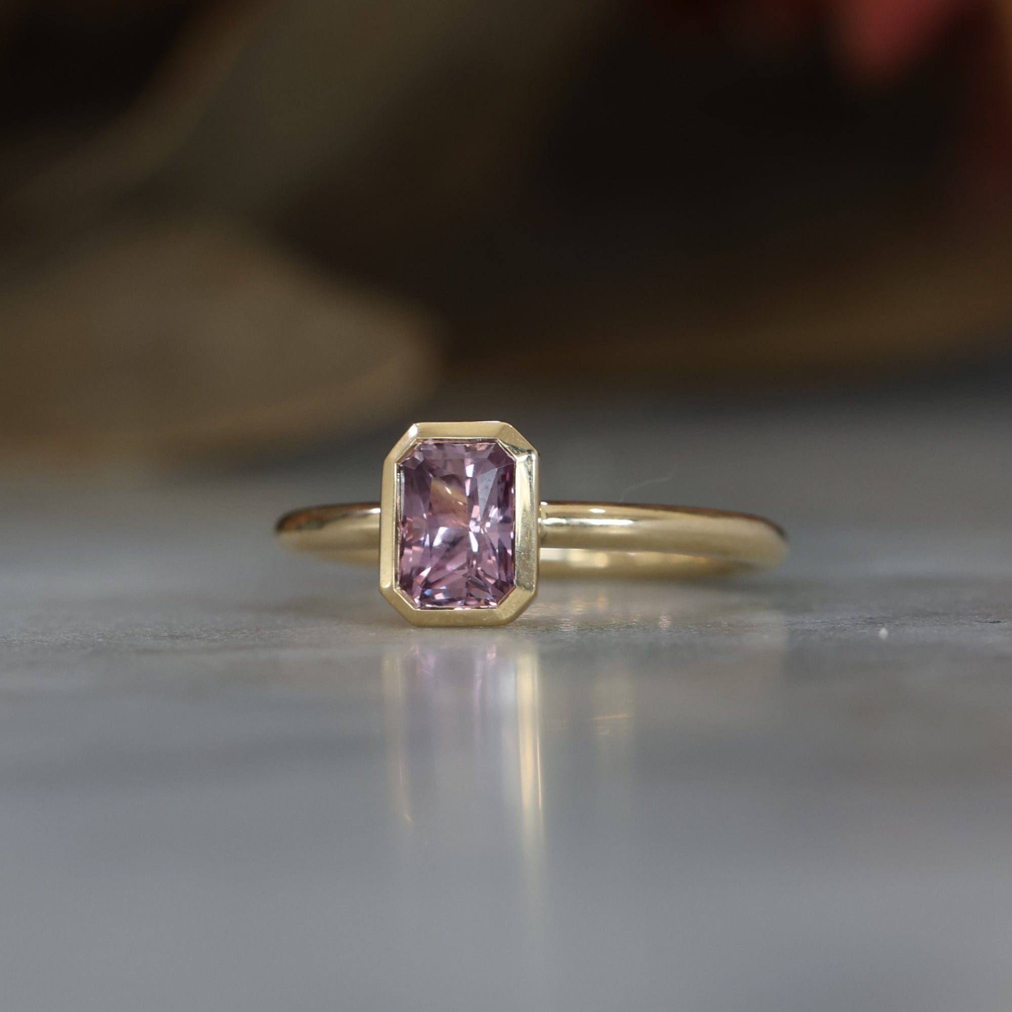 1.18ct Pink Sapphire Bezel engagement ring