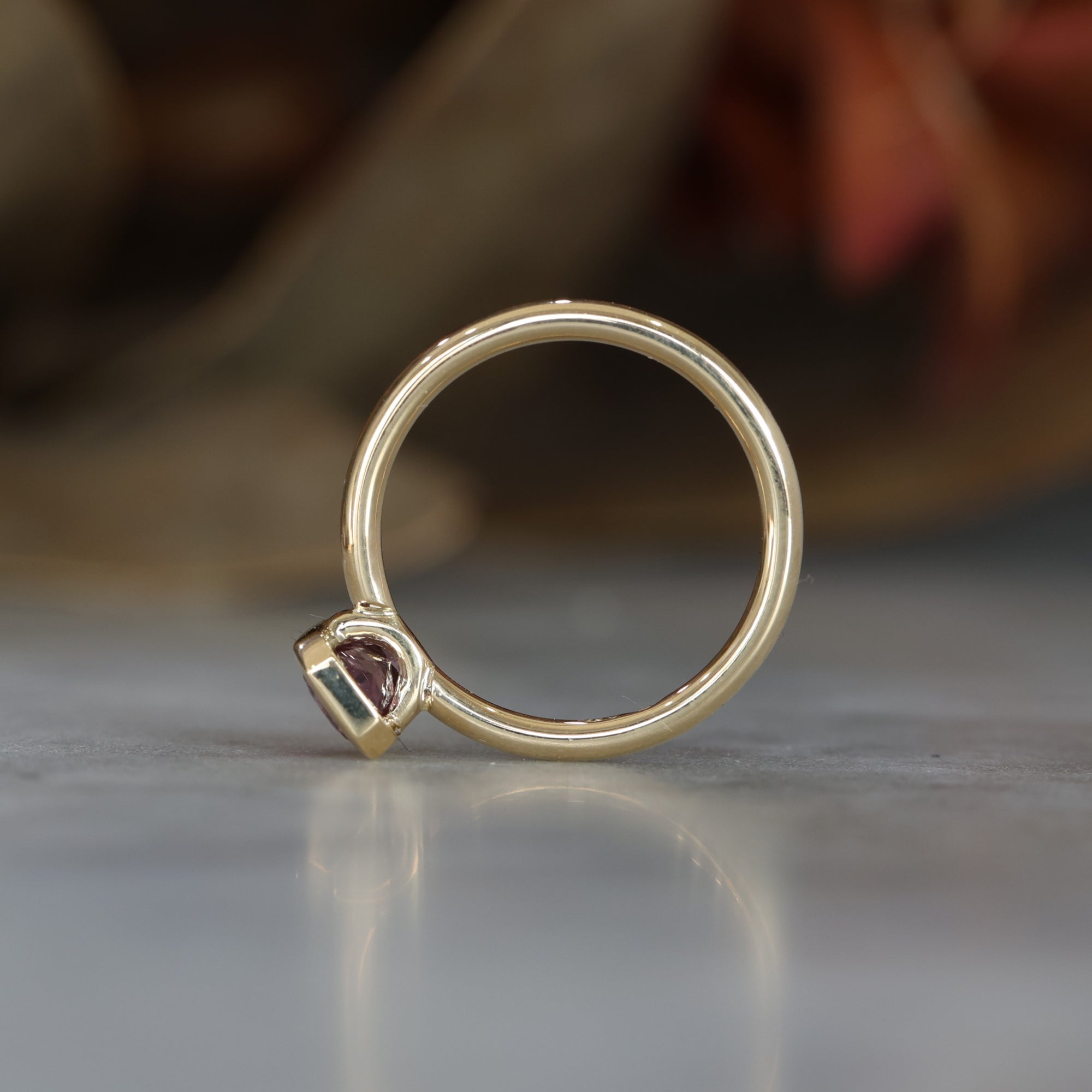 1.18ct Pink Sapphire Bezel engagement ring