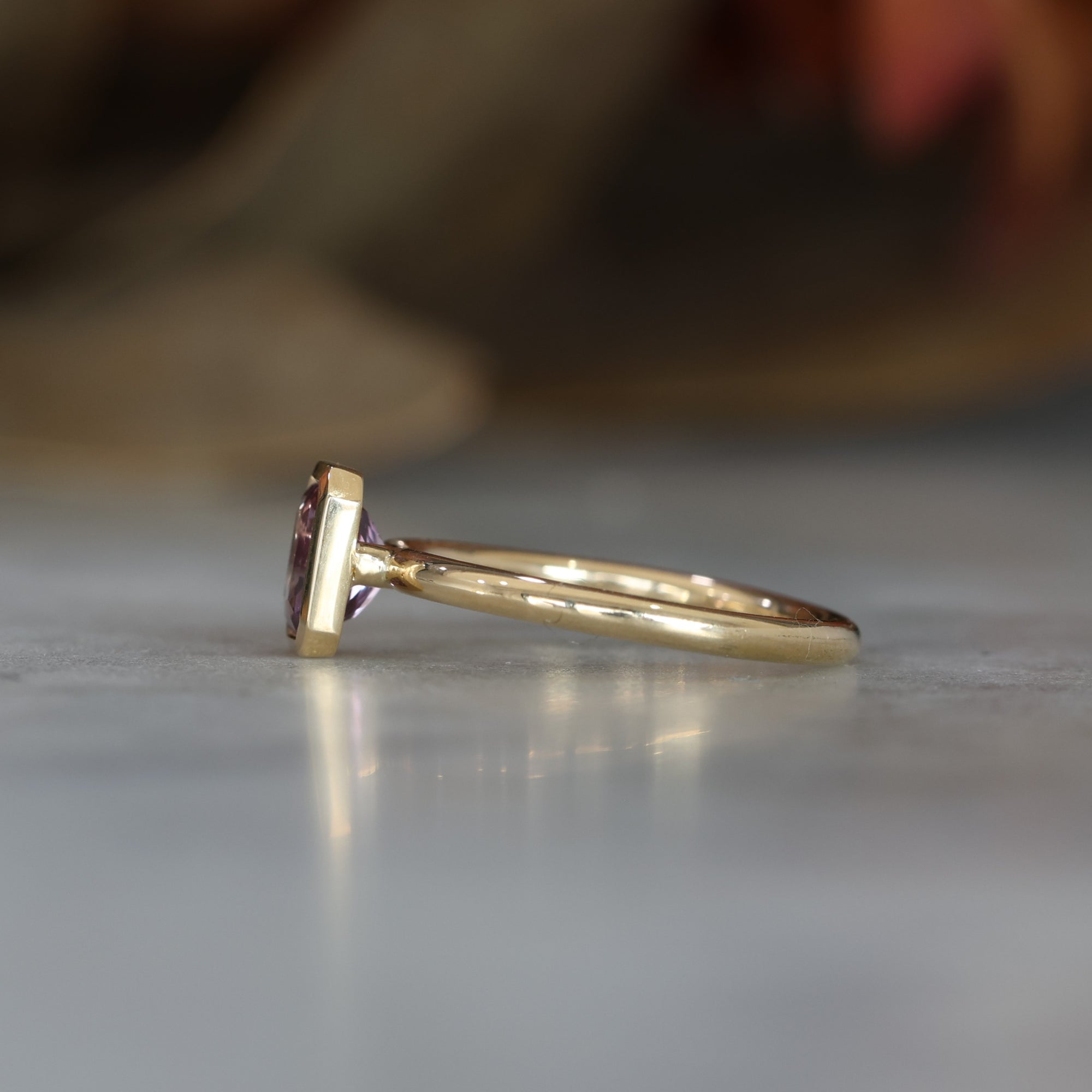 1.18ct Pink Sapphire Bezel engagement ring