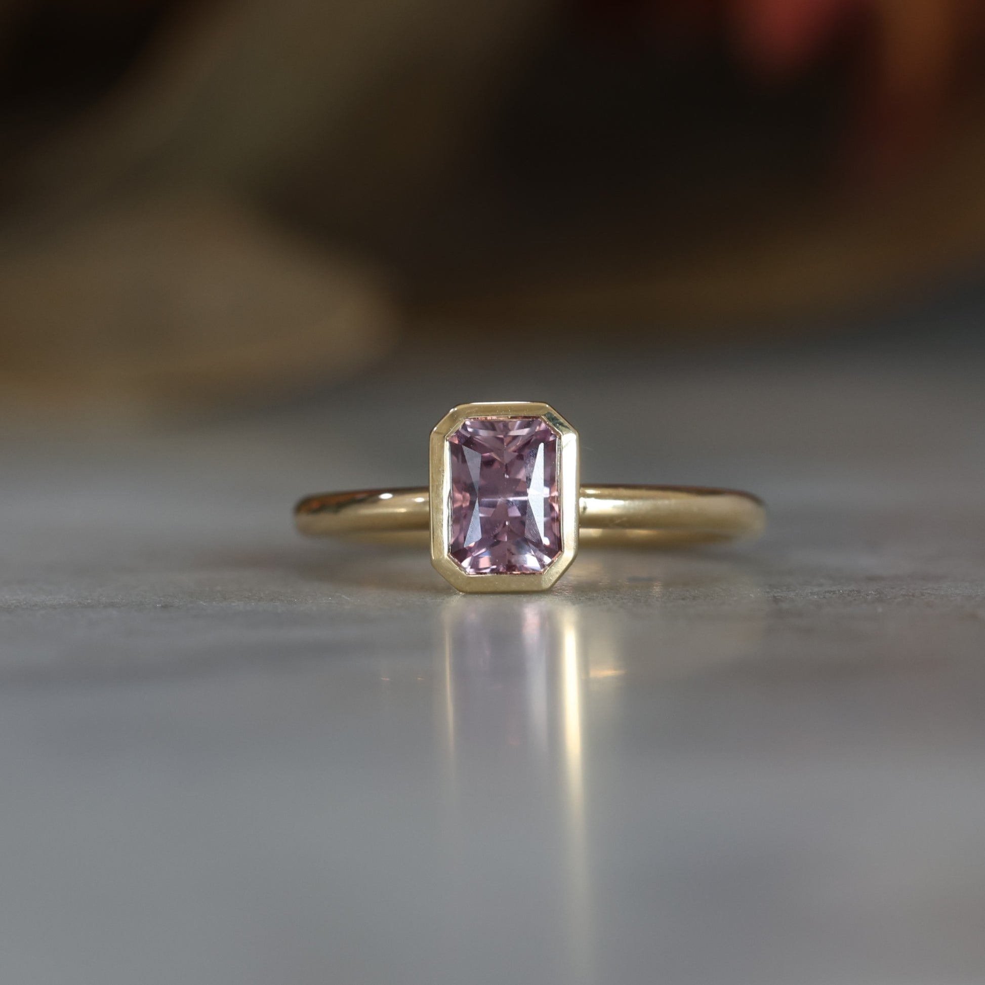 1.18ct Pink Sapphire Bezel engagement ring