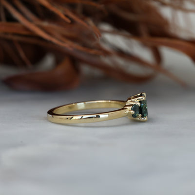 1.19ct round cut australian parti sapphire trilogy engagement ring