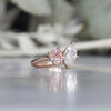 1.20ct pink sapphire and 1.00ct marquise lab diamond toi et moi engagement ring