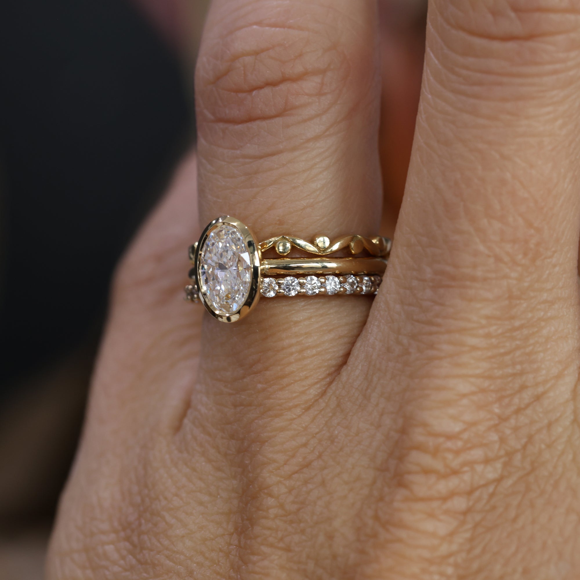 1.22ct Oval Diamond bezel engagement ring