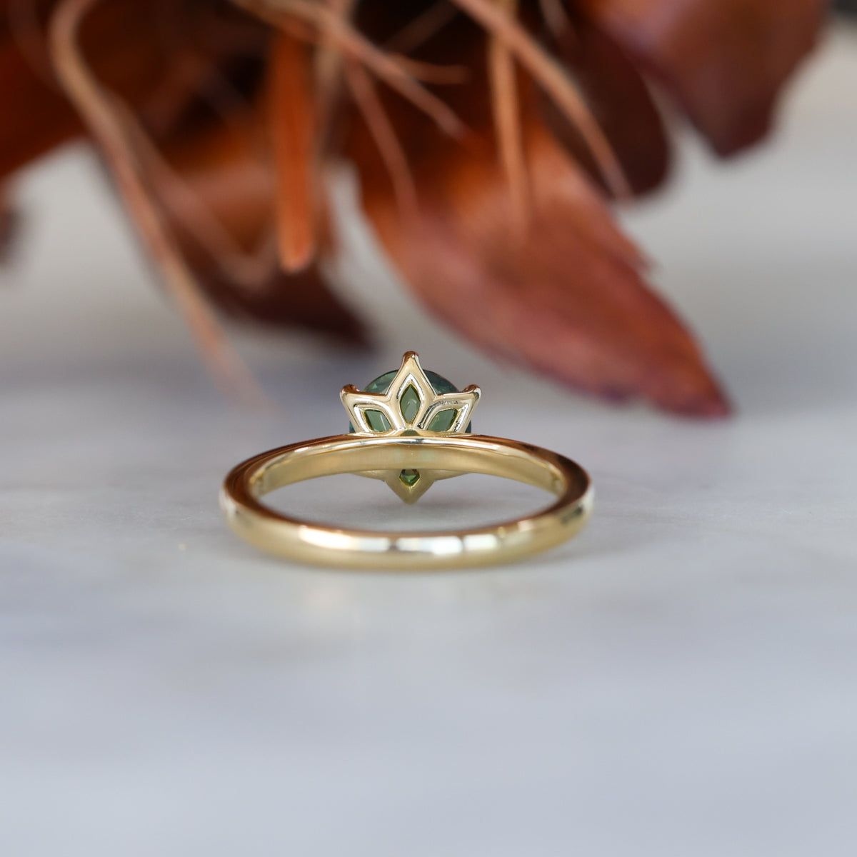1.28ct round cut australian sapphire lotus sapphire stardust engagement ring