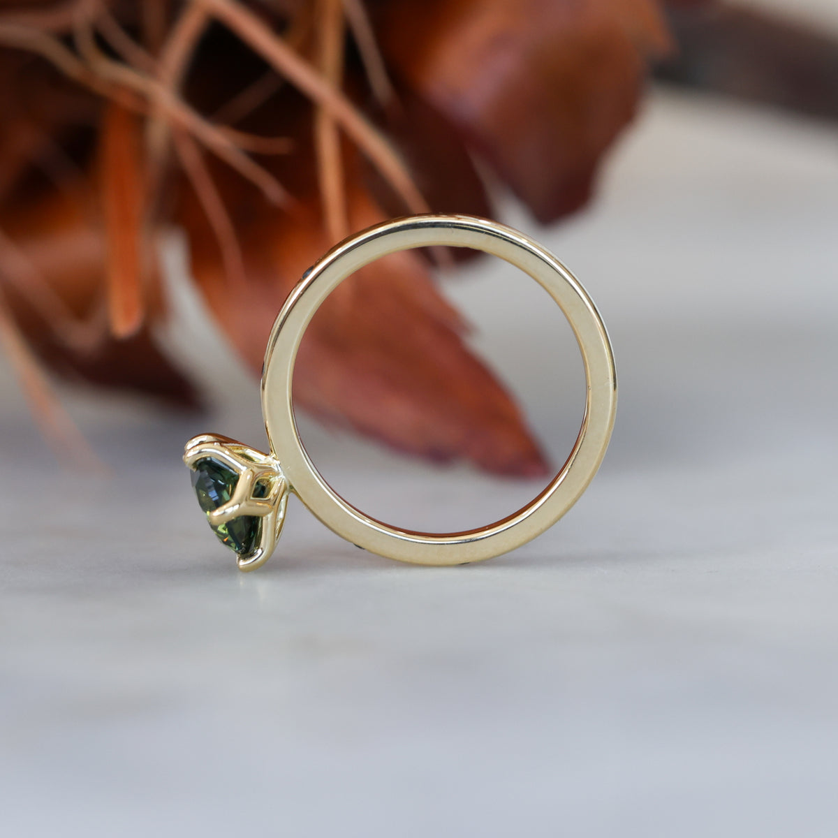 1.28ct round cut australian sapphire lotus sapphire stardust engagement ring