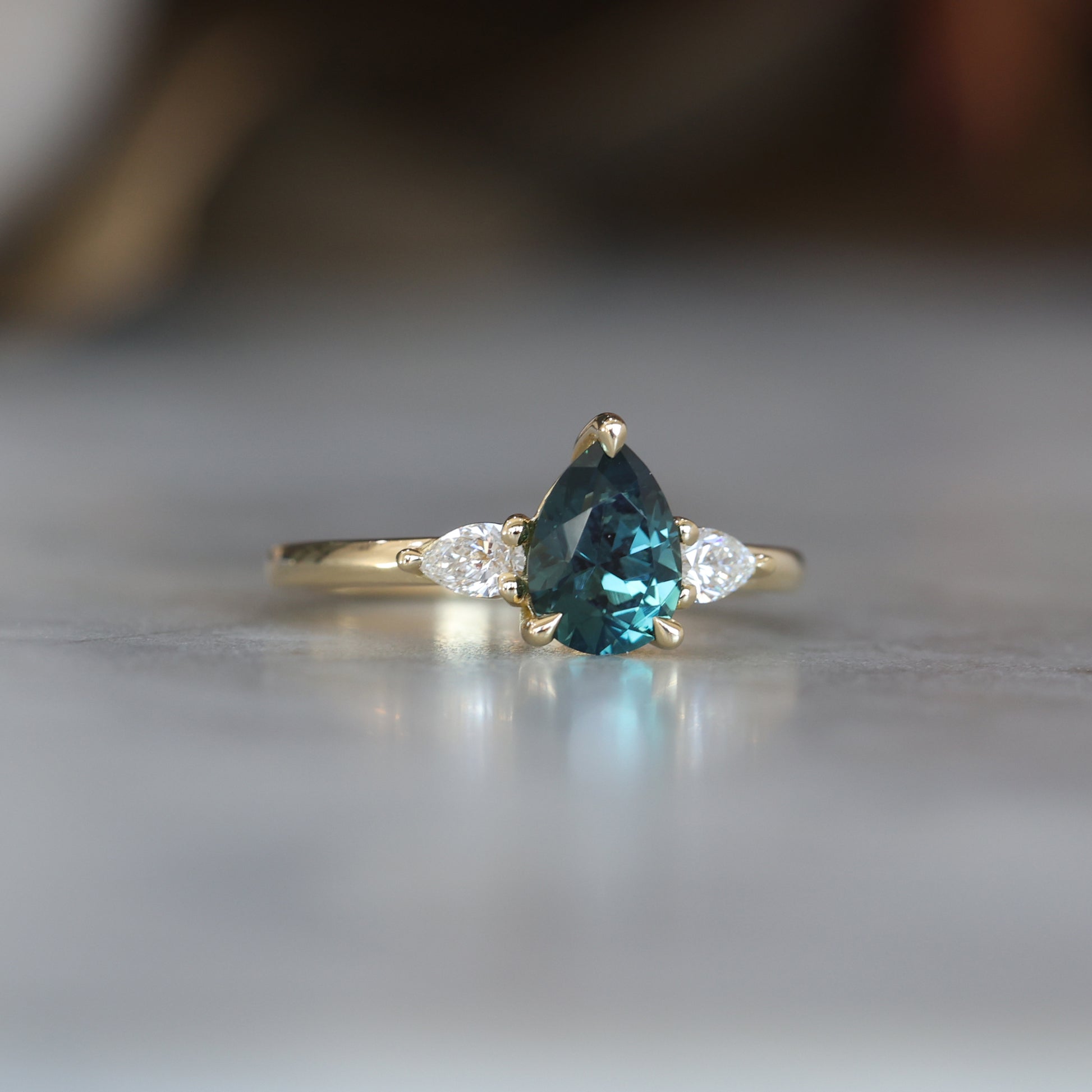 MAY TRILOGY / 1.29CT PEAR AUSTRALIAN SAPPHIRE RING