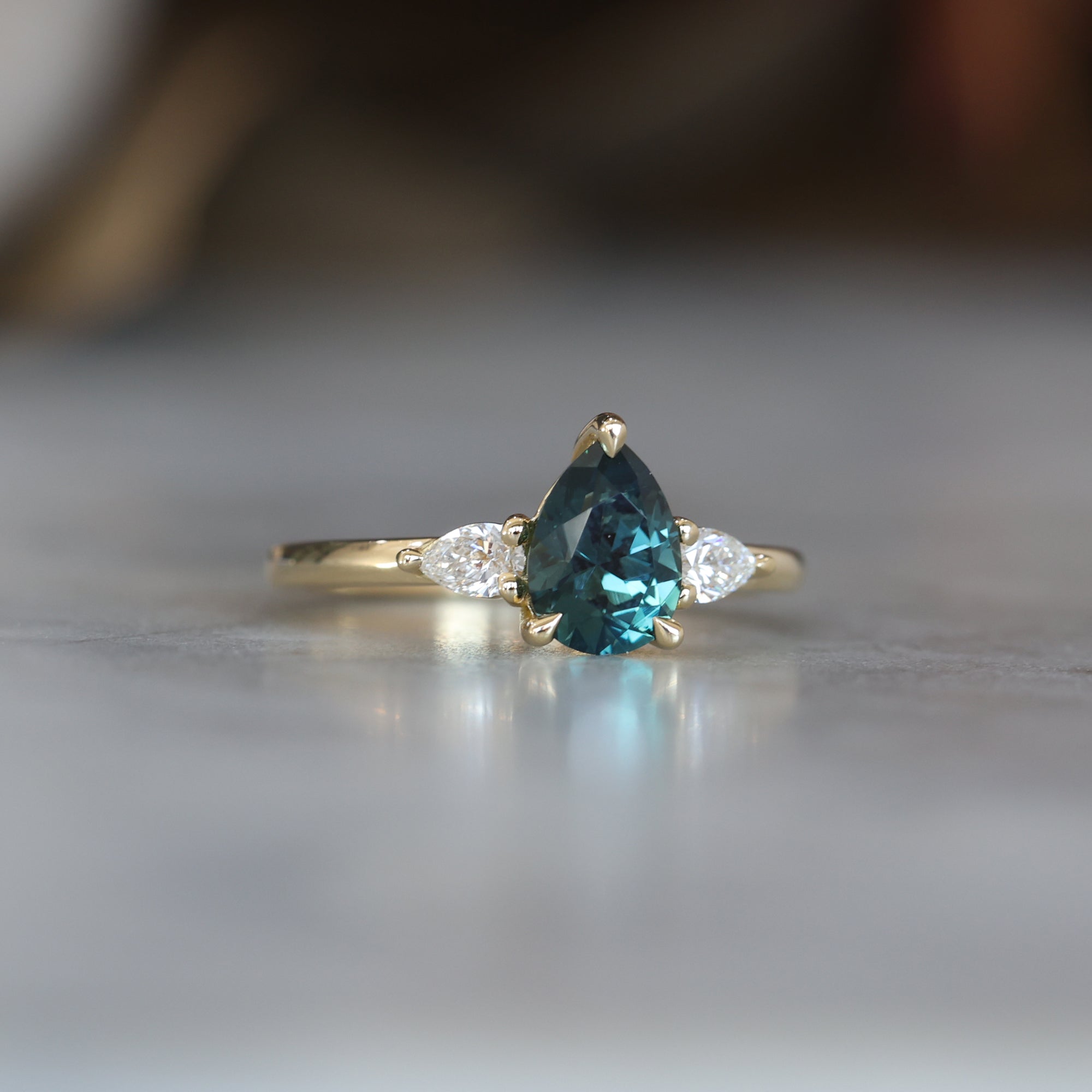 MAY TRILOGY / 1.29CT PEAR AUSTRALIAN SAPPHIRE RING