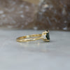 1.31ct oval cut australian Parti sapphire trilogy engagement ring side view