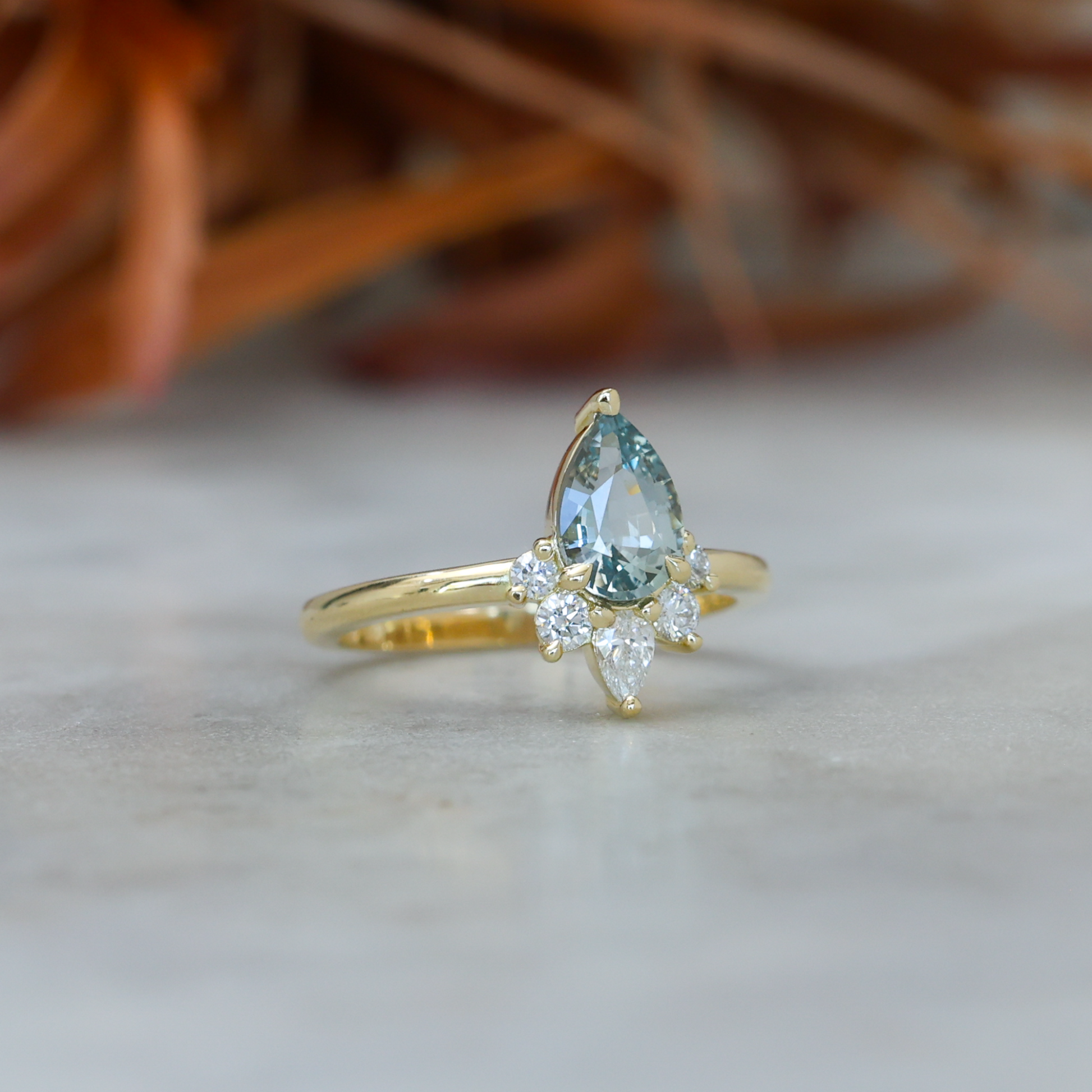 1.32ct madagascan Sapphire & Diamond half halo engagement ring