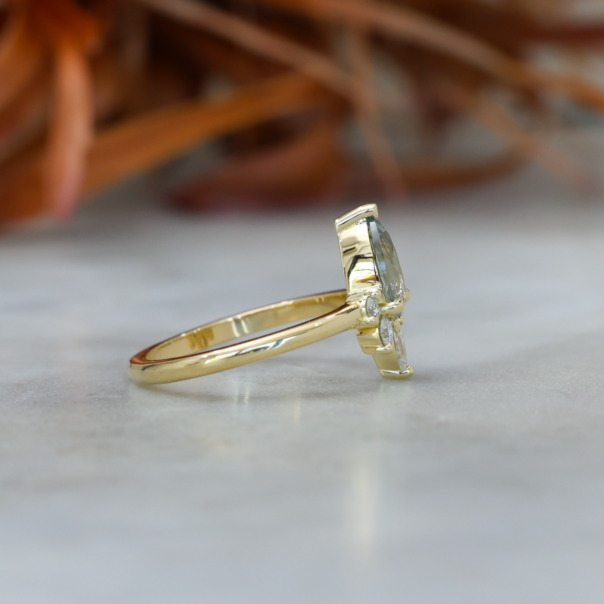 1.32ct madagascan Sapphire & Diamond half halo engagement ring