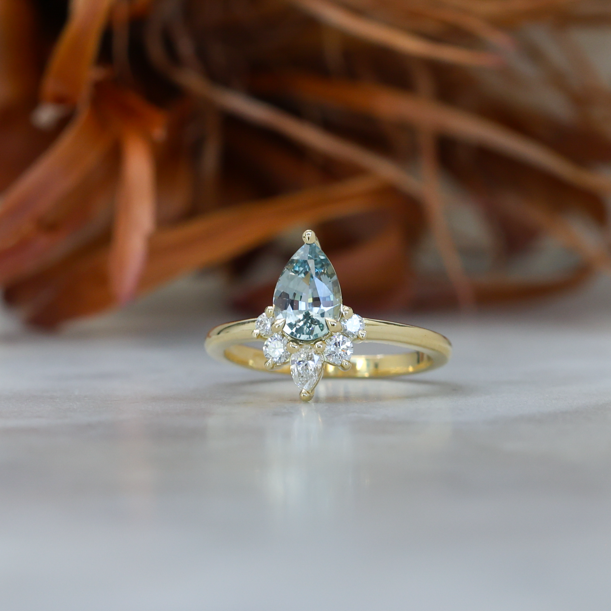 1.32ct madagascan Sapphire & Diamond half halo engagement ring