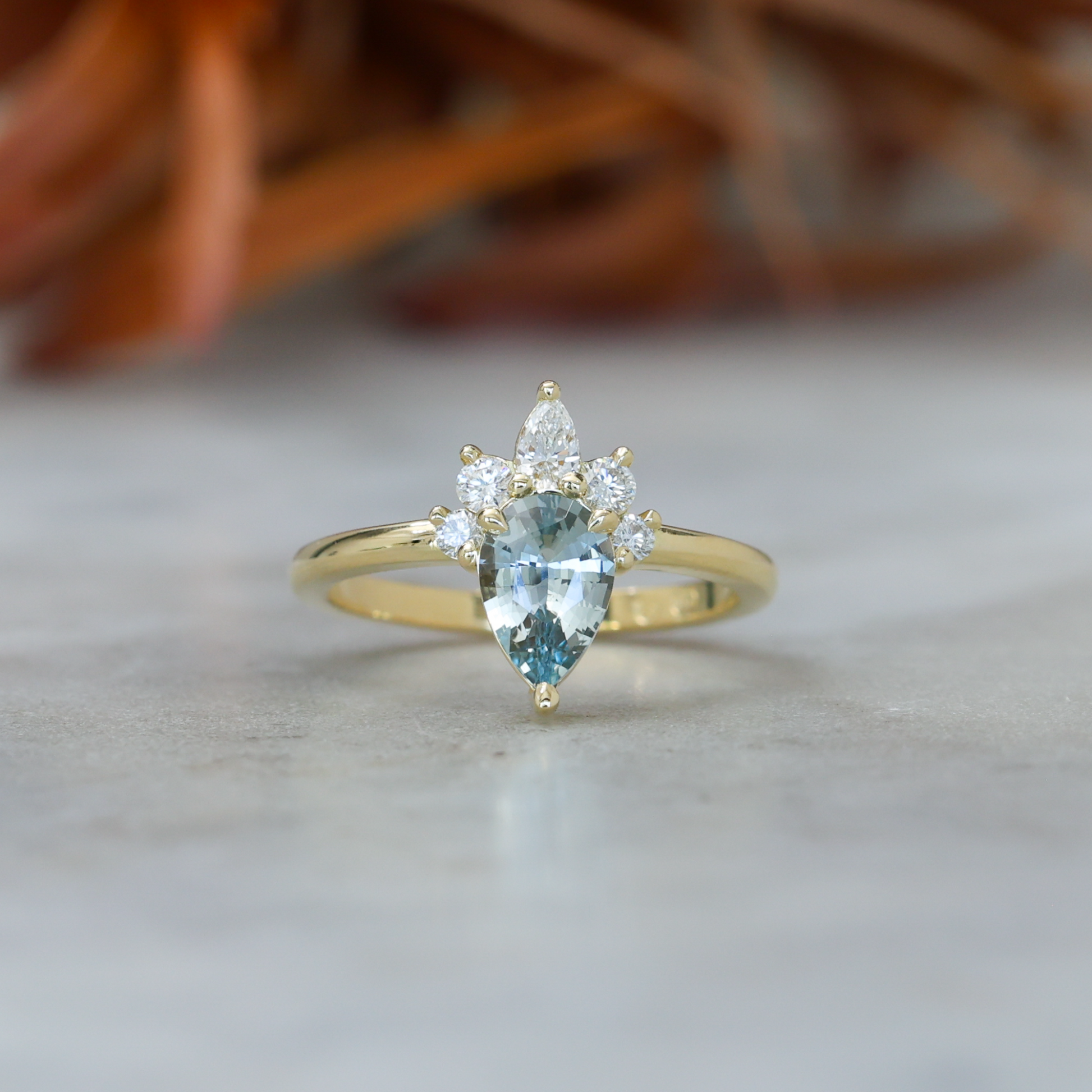 1.32ct madagascan Sapphire & Diamond half halo engagement ring