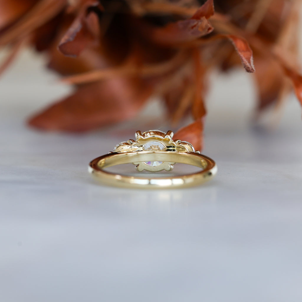 1.34ct round cut diamond lunar trilogy engagement ring