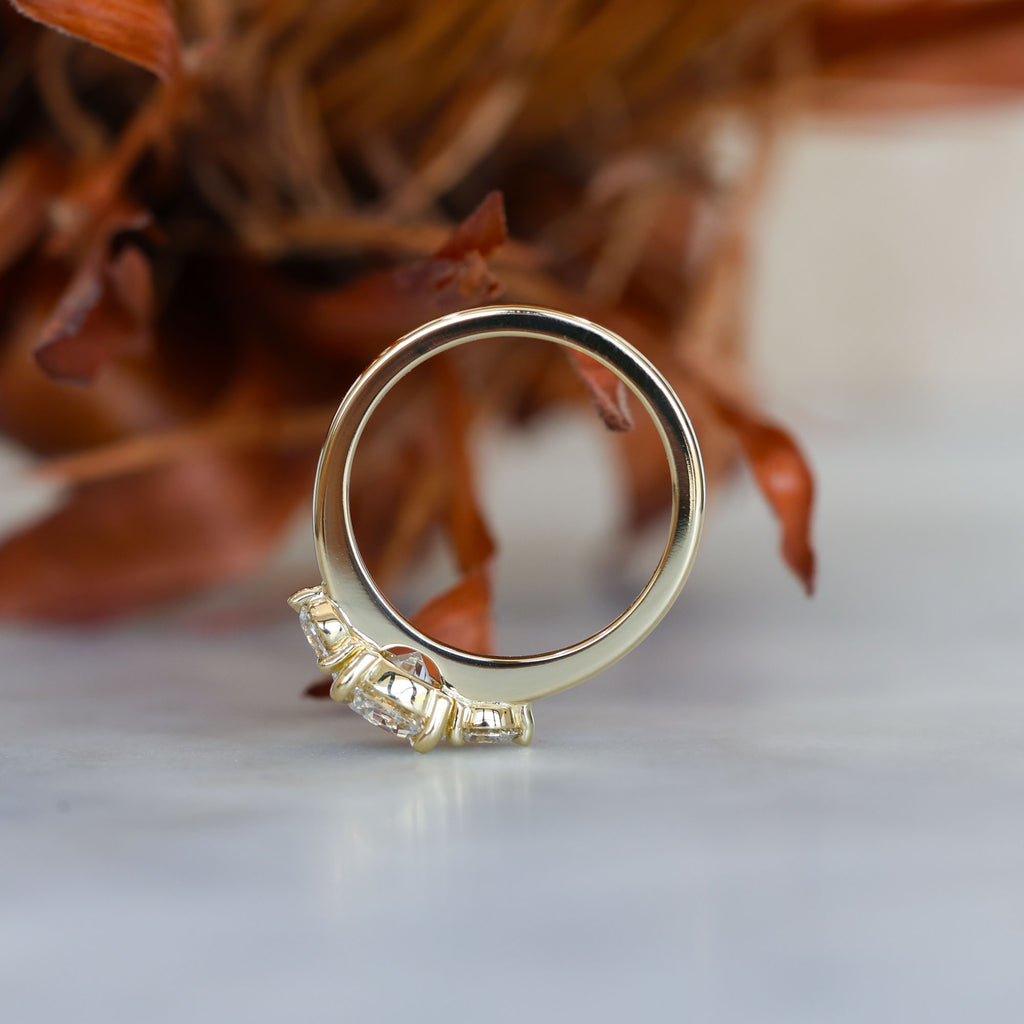 1.34ct round cut diamond lunar trilogy engagement ring