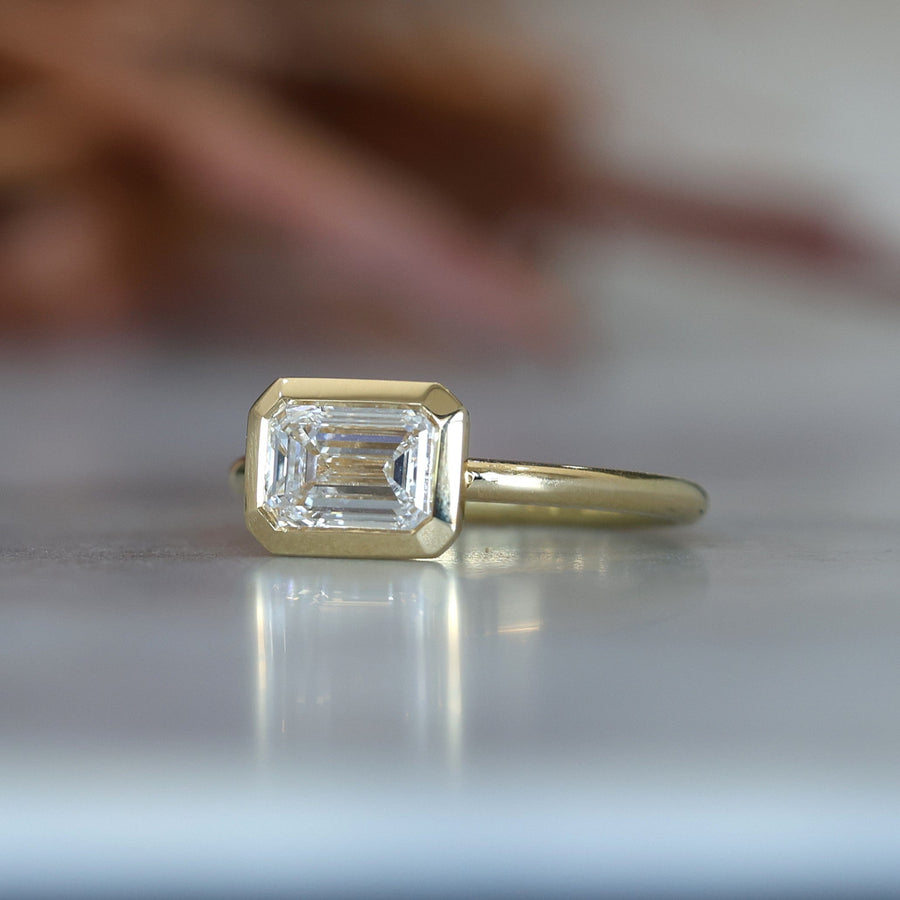 1.36ct Emerald Cut Bezel Engagement ring