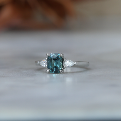 MAY TRILOGY / 1.50CT CUSHION CUT MADAGASCAN SAPPHIRE RING