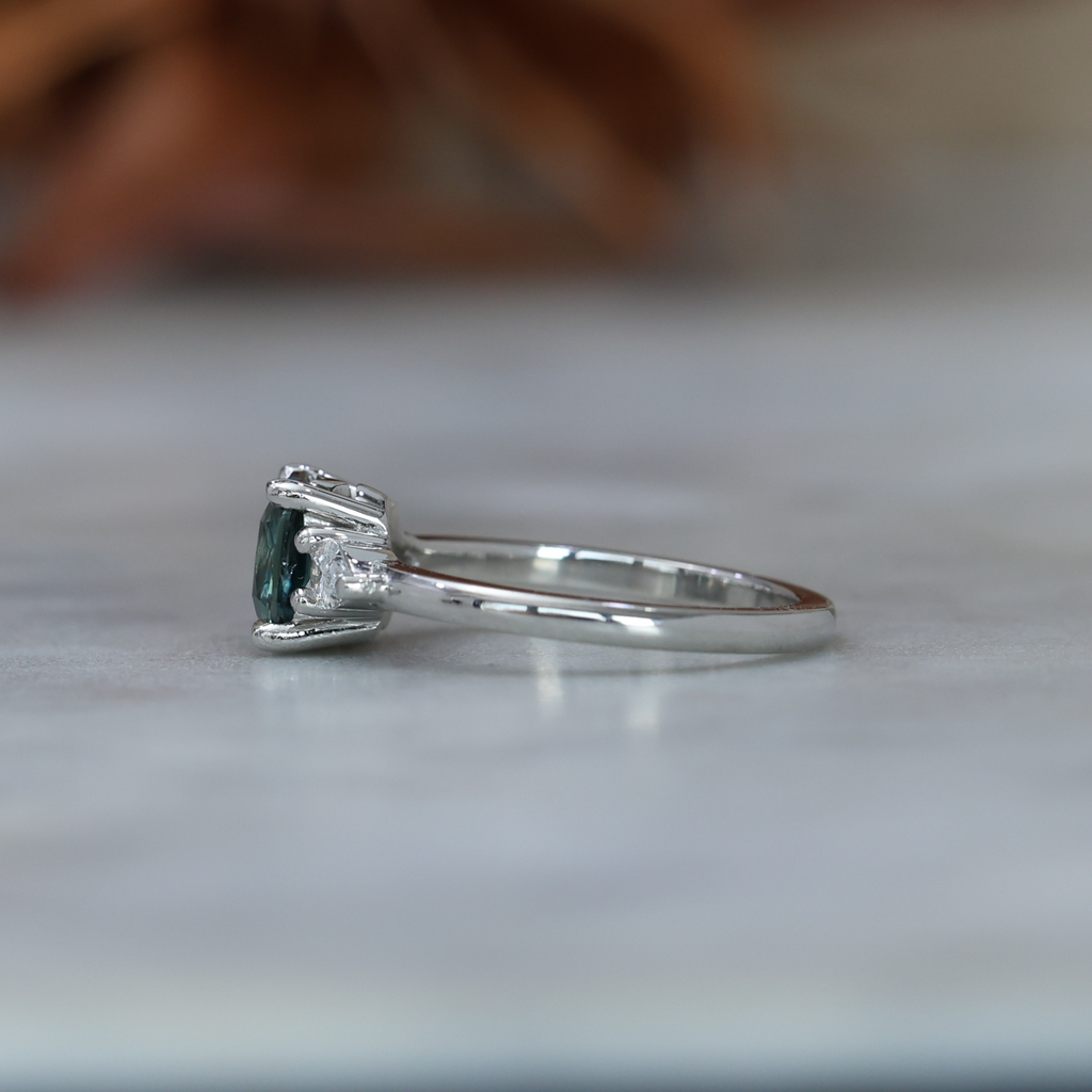 1.50ct Madagascan Sapphire Trilogy Engagement ring