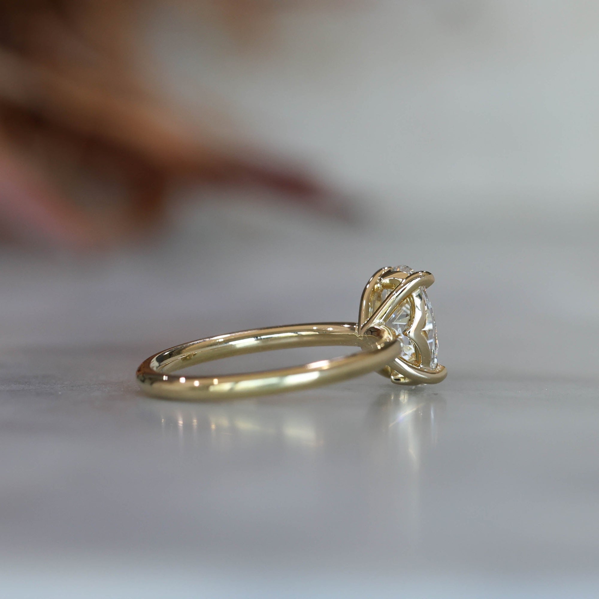 1.59ct Oval cut diamond solitaire engagement ring back view