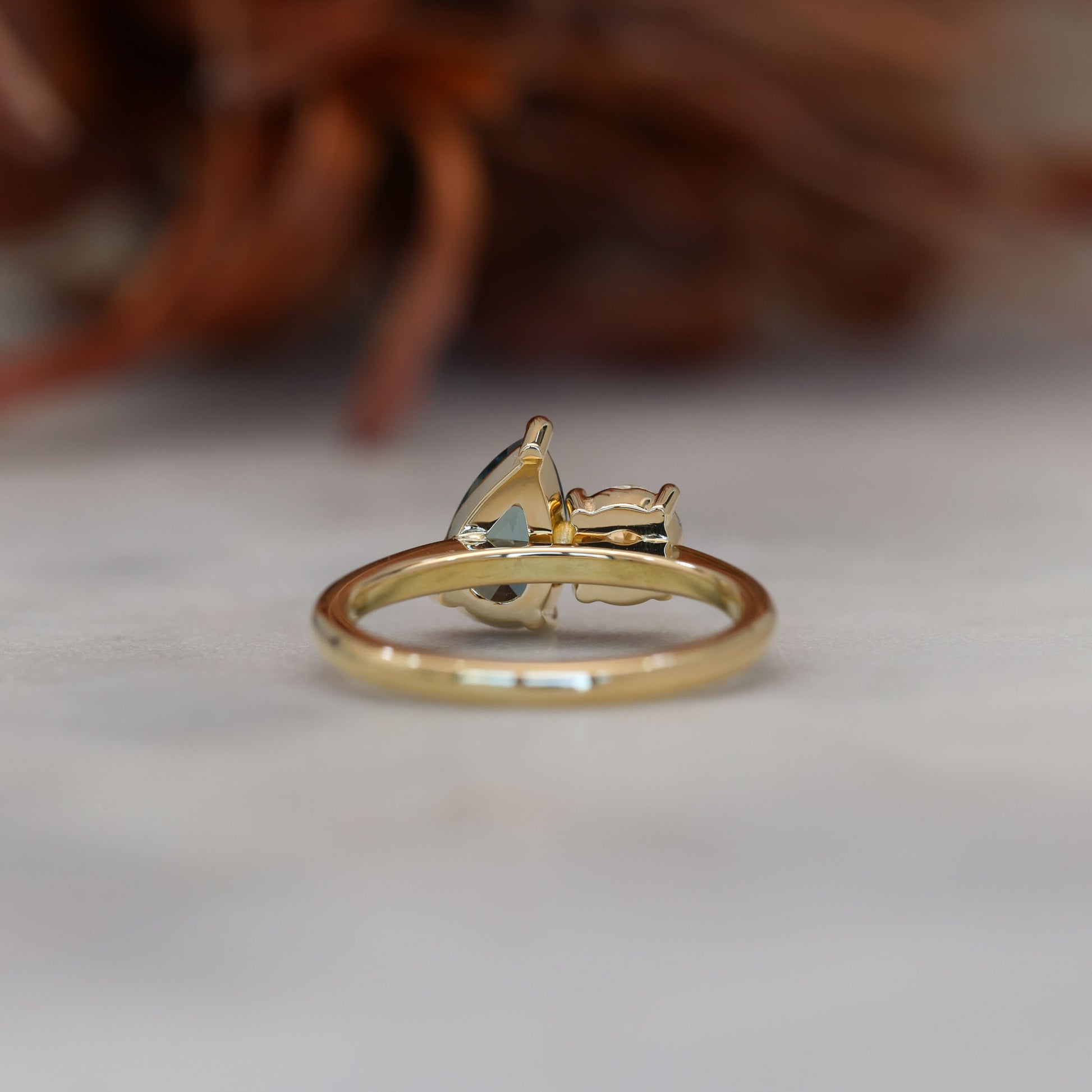 1.68ct Ceylon Sapphire and diamond toi et moi engagement ring