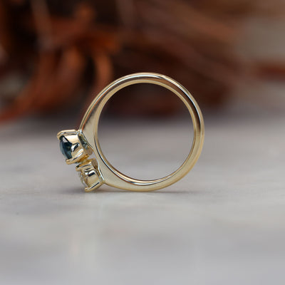 1.68ct madagascan Sapphire and diamond toi et moi engagement ring