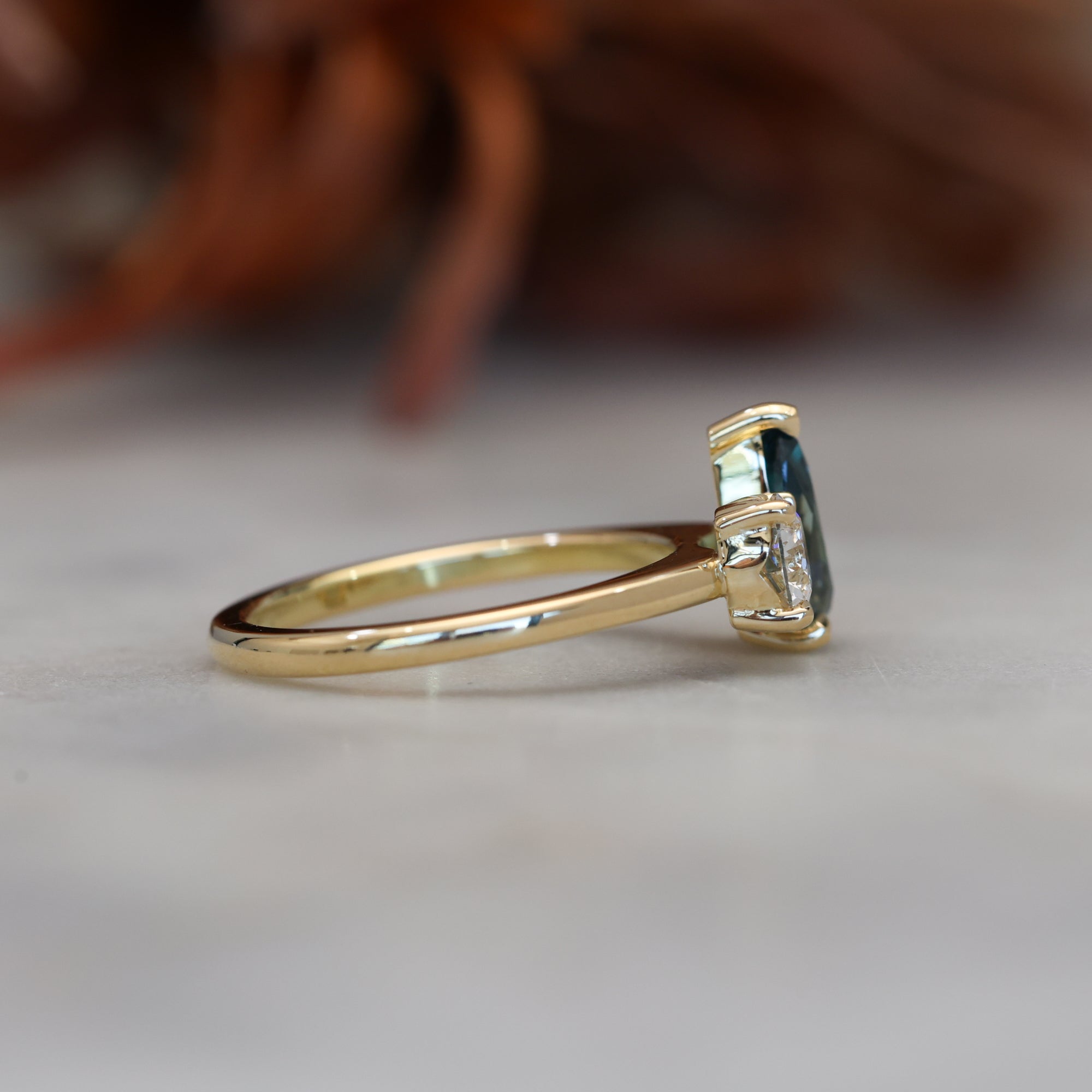 1.68ct madagascan Sapphire and diamond toi et moi engagement ring