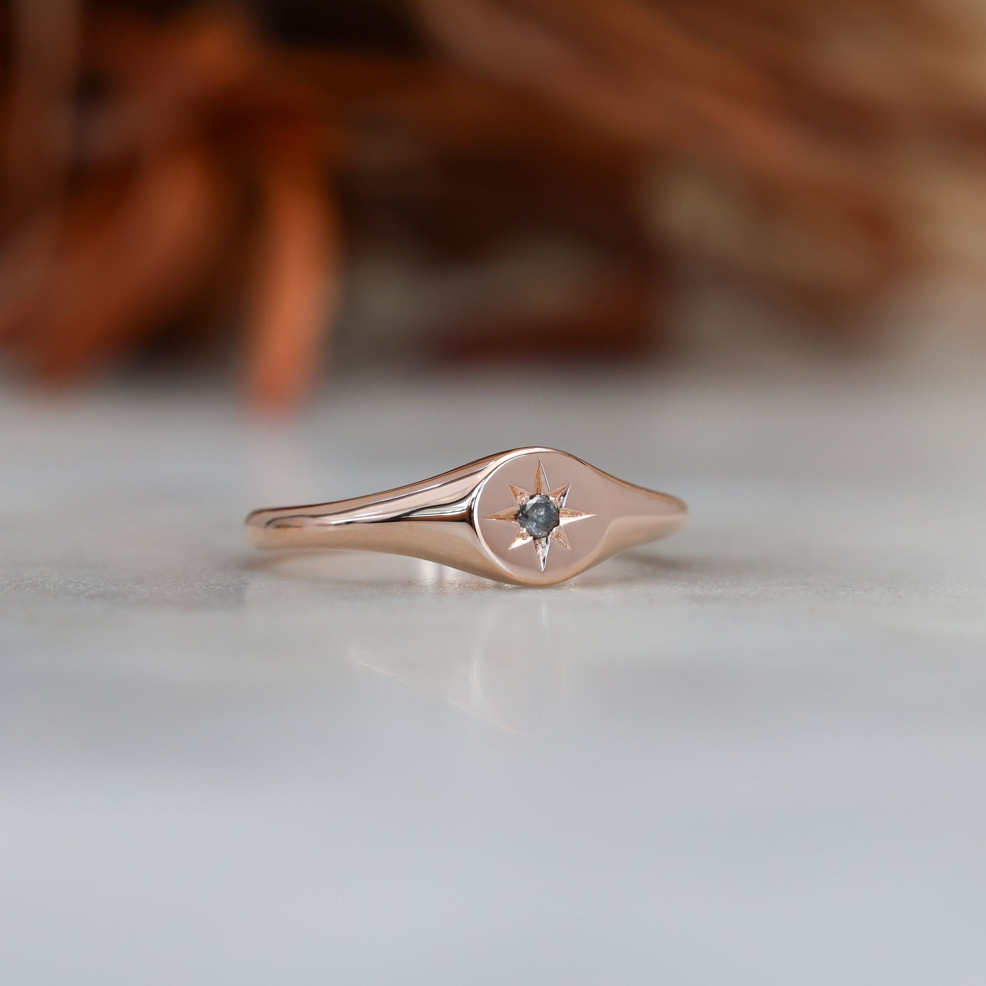 salt and pepper diamond signet ring