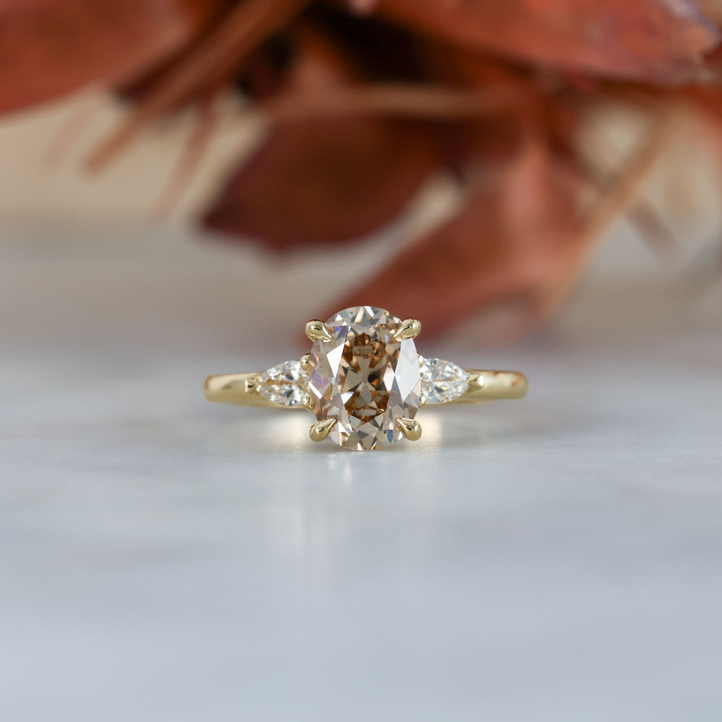 MAY TRILOGY | 1.86CT CUSHION CUT CHAMPAGNE LAB DIAMOND ENGAGEMENT RING