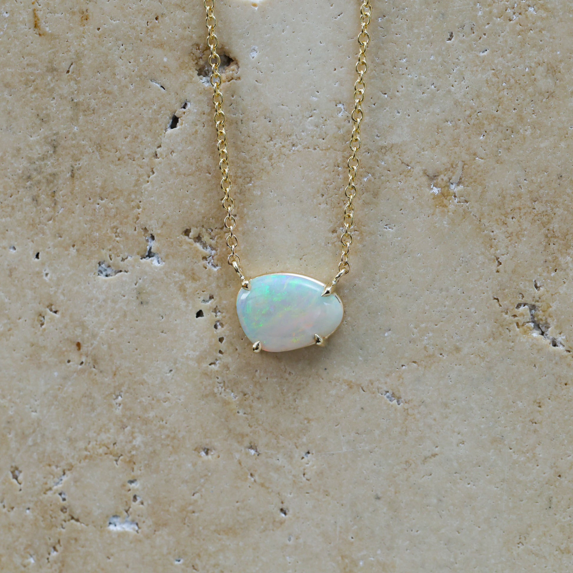 1.93ct freeform australian opal necklace yellow gold