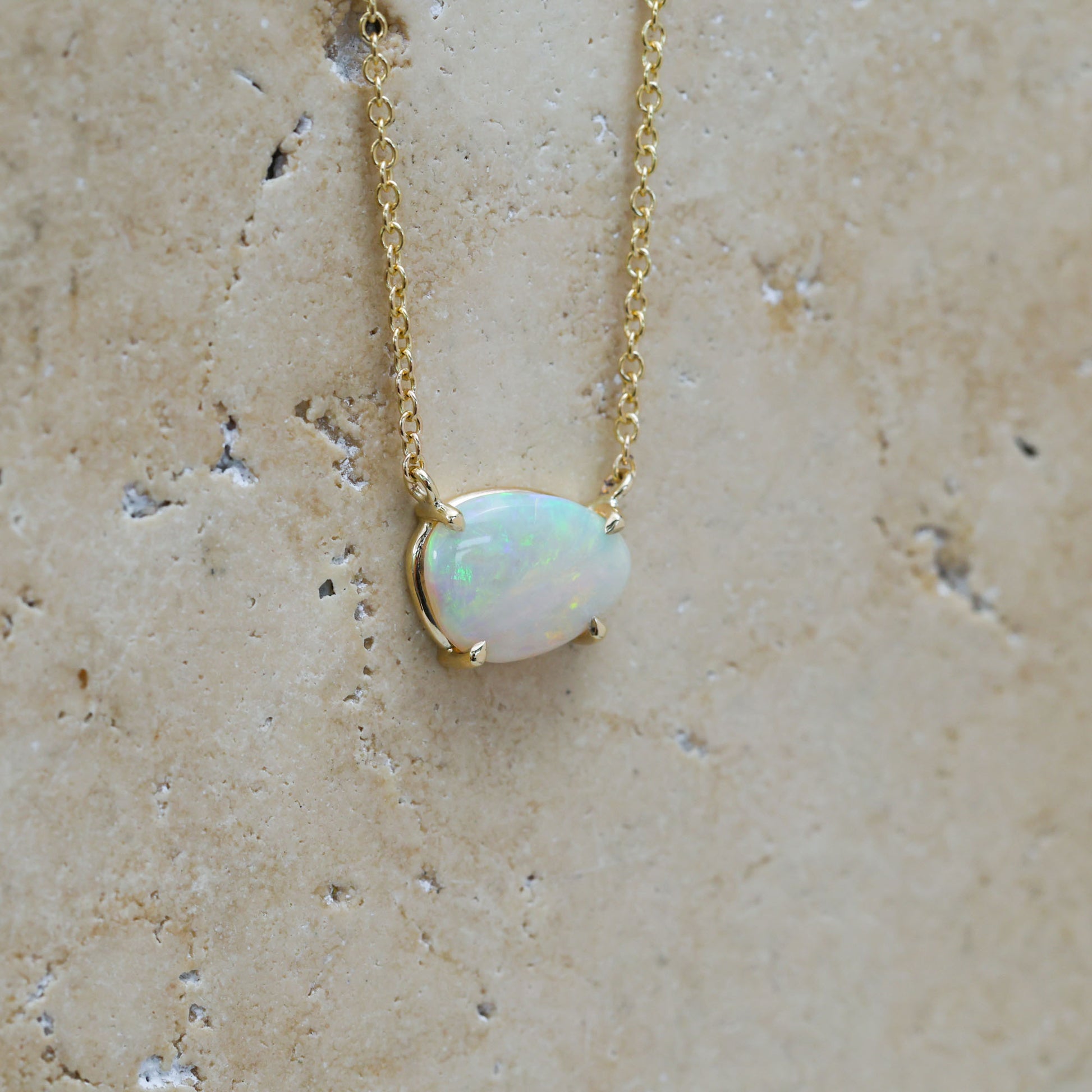 1.93ct freeform australian opal necklace yellow gold