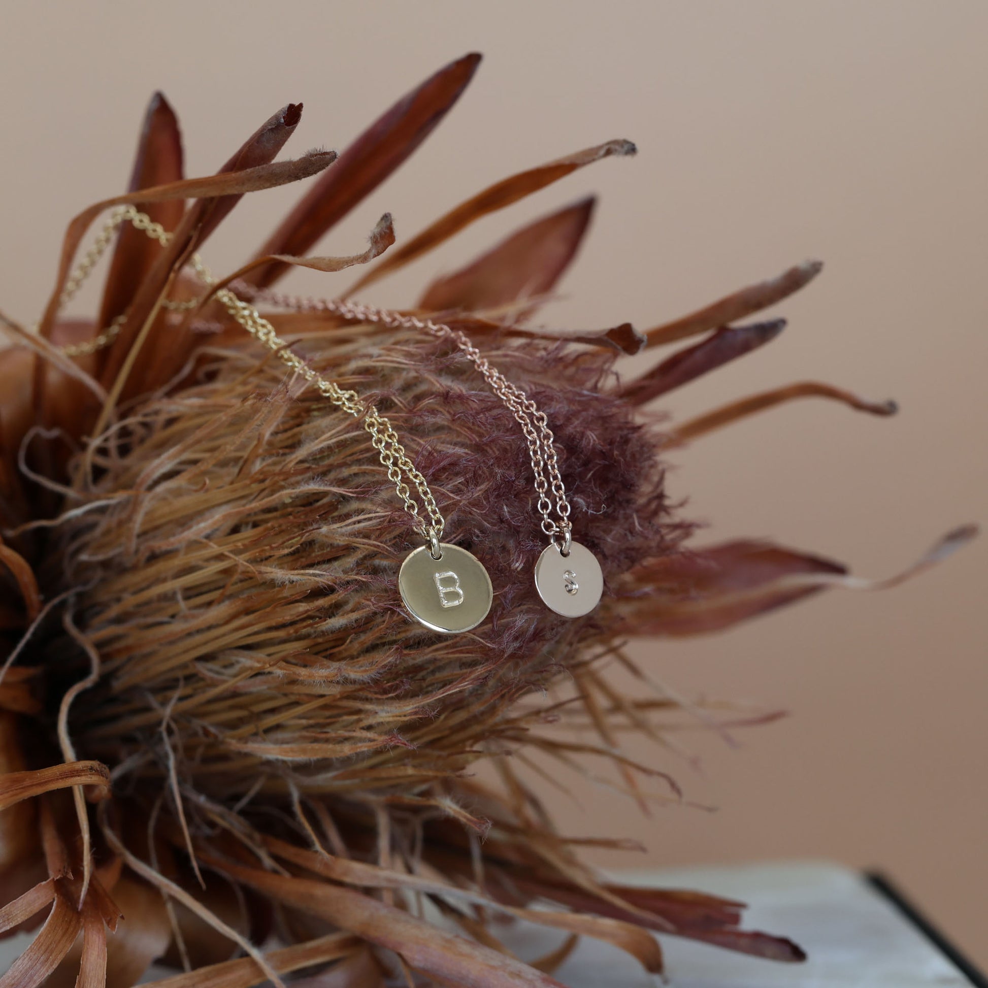 10mm initial disc gold necklace