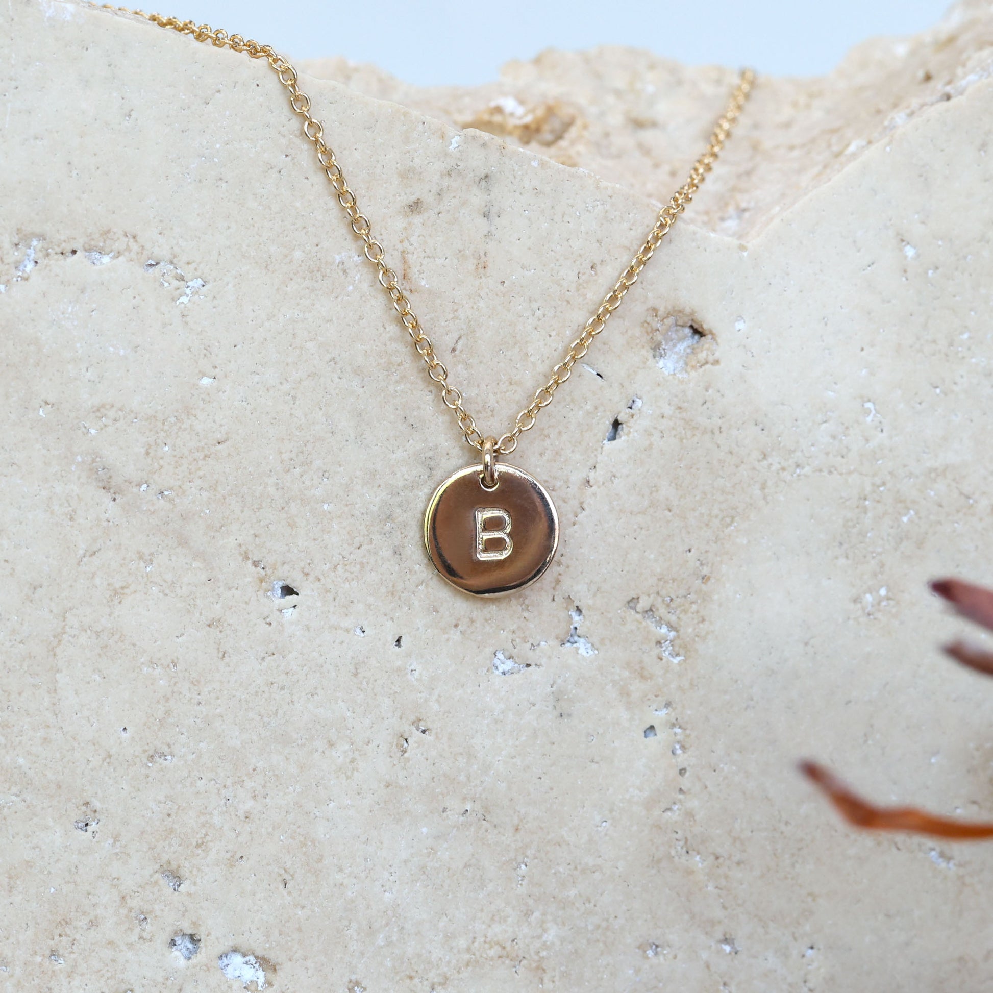 10mm initial disc gold necklace