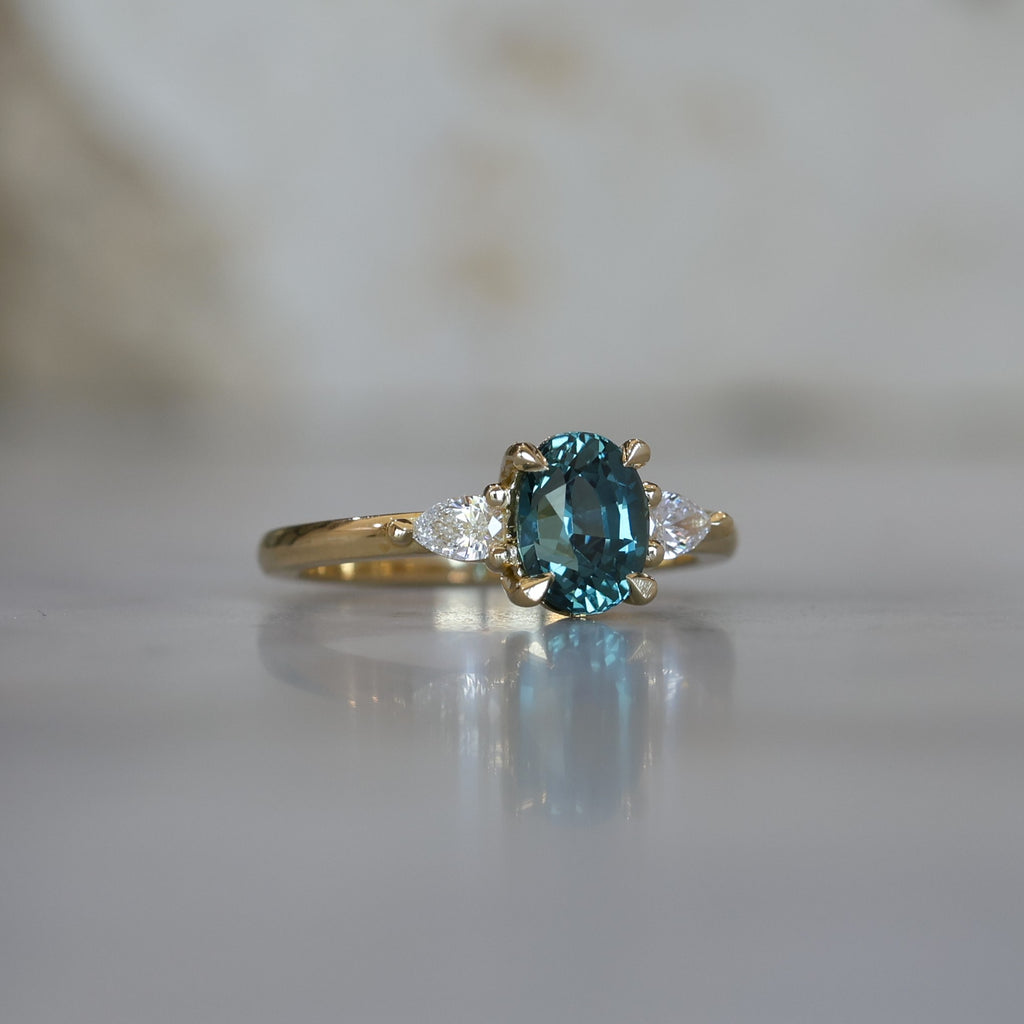 2.01ct Madagascan Sapphire Trilogy Engagement ring