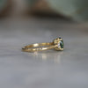 OVAL CUT TEAL SAPPHIRE / TRILOGY RING