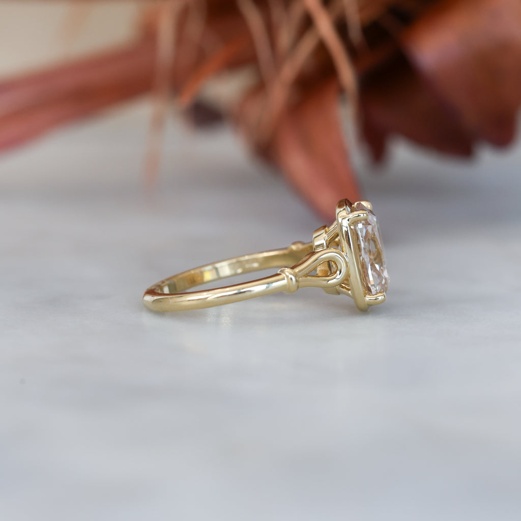 2.69ct lab created old mine cushion cut champagne diamond engagement ring