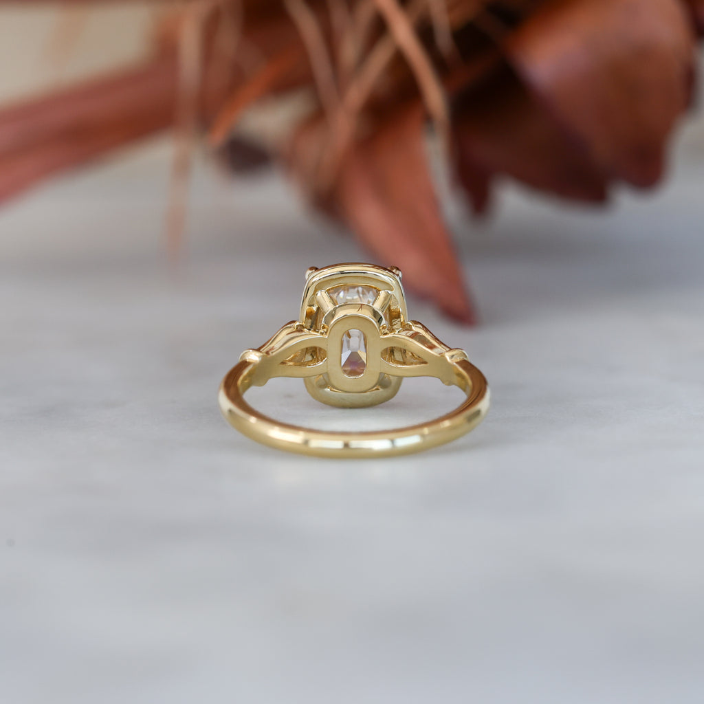 2.69ct lab created old mine cushion cut champagne diamond engagement ring