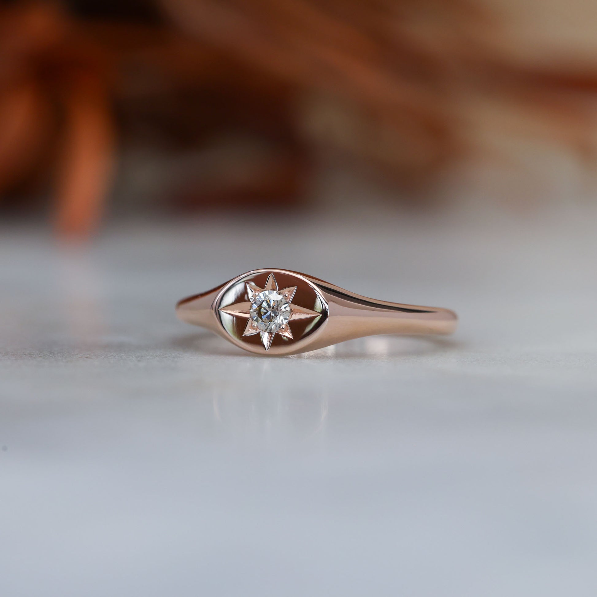 champagne diamond signet ring