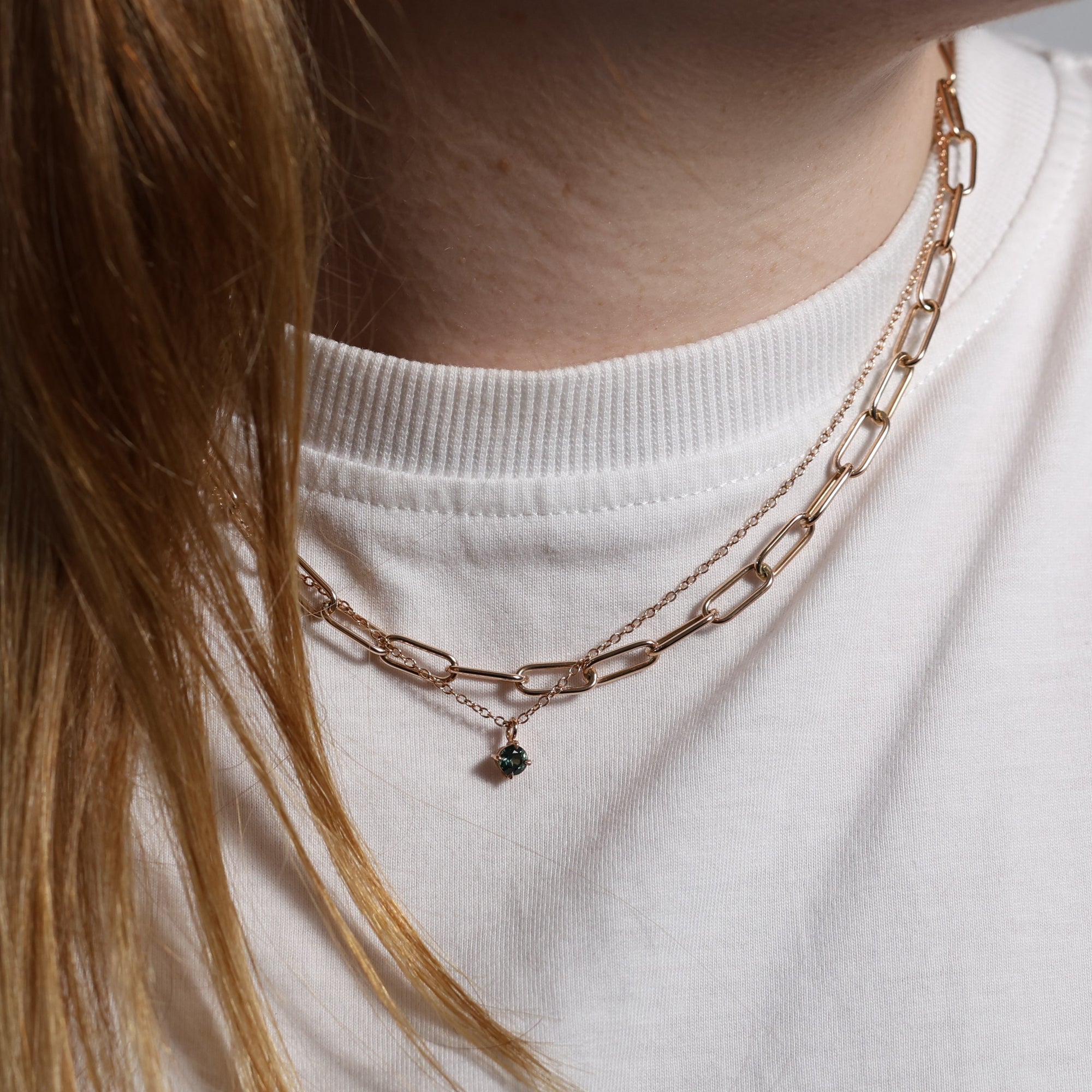 ROUND TEAL PARTI / SAPPHIRE NECKLACE II