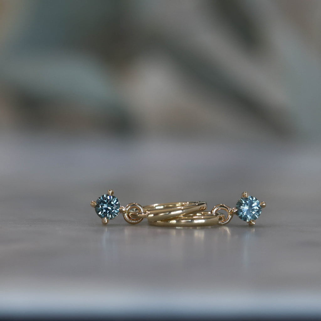 4mm Montana Sapphire hoop earrings 