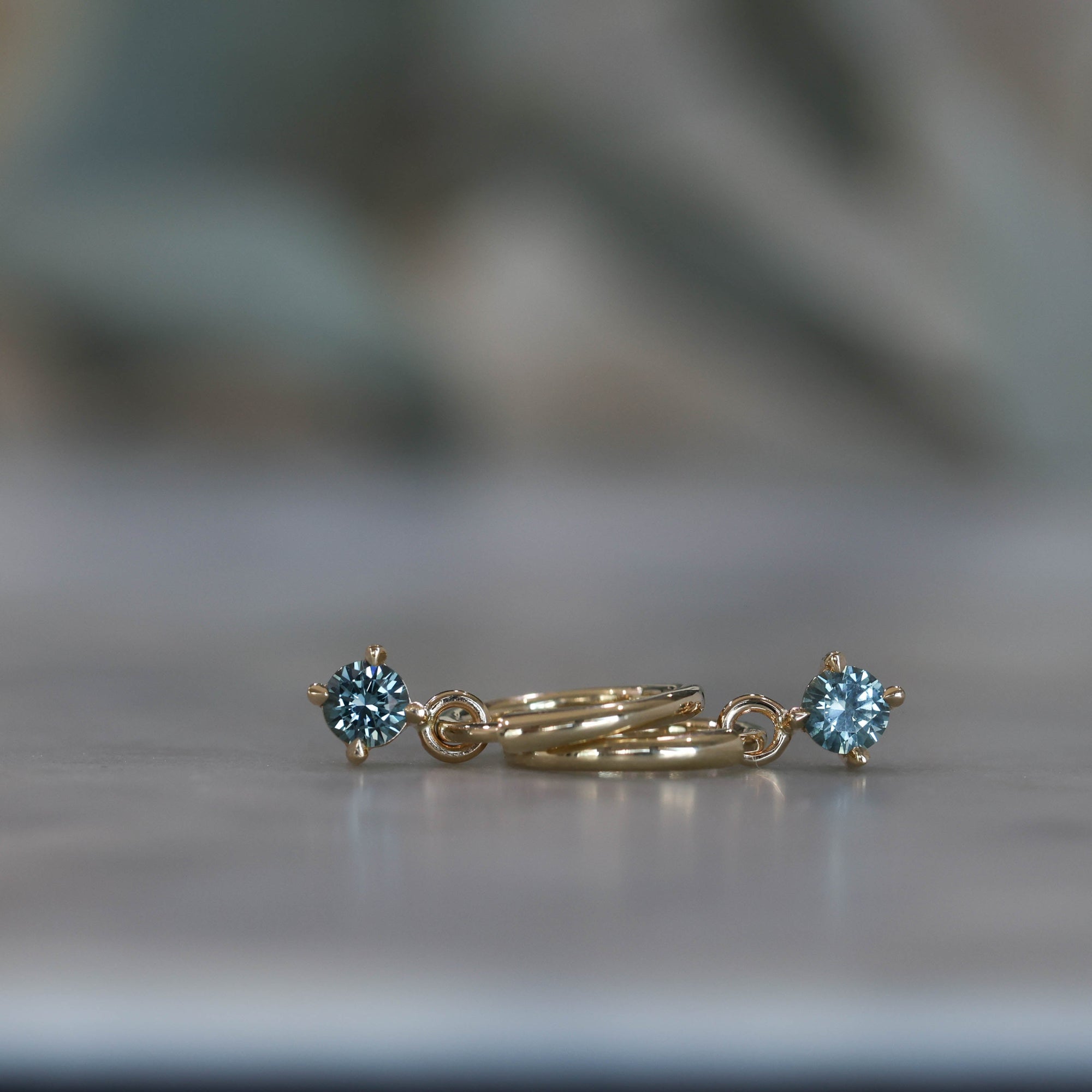 4mm Montana Sapphire hoop earrings