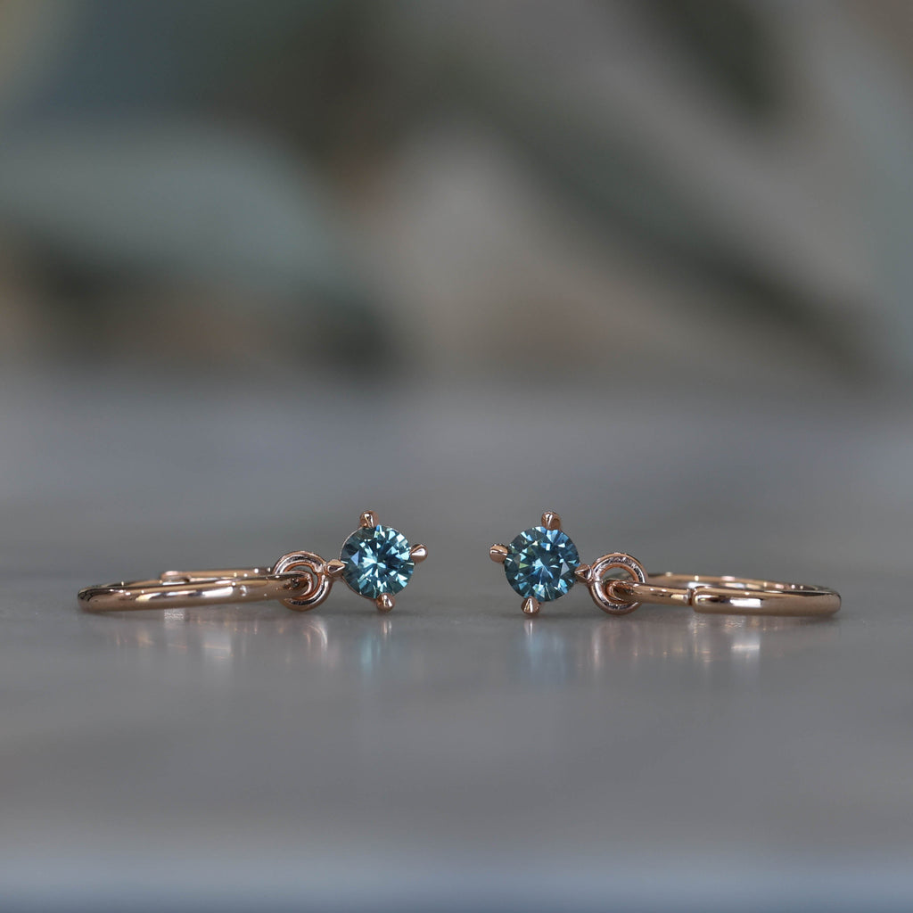 4mm Montana Sapphire hoop earrings rose gold