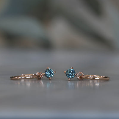 4mm Montana Sapphire hoop earrings rose gold