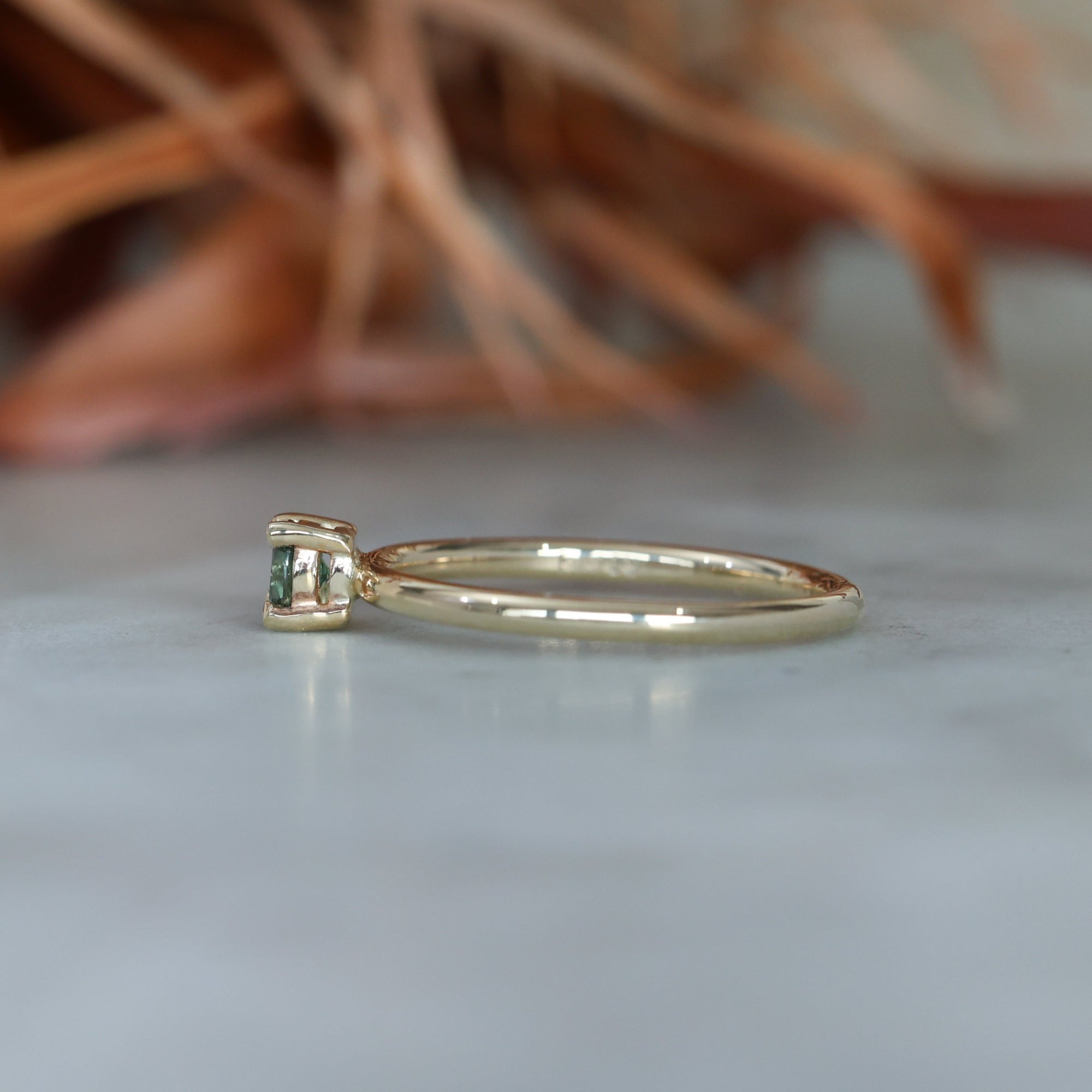 4mm round cut Australian Parti Sapphire stack ring crafted in yellow gold