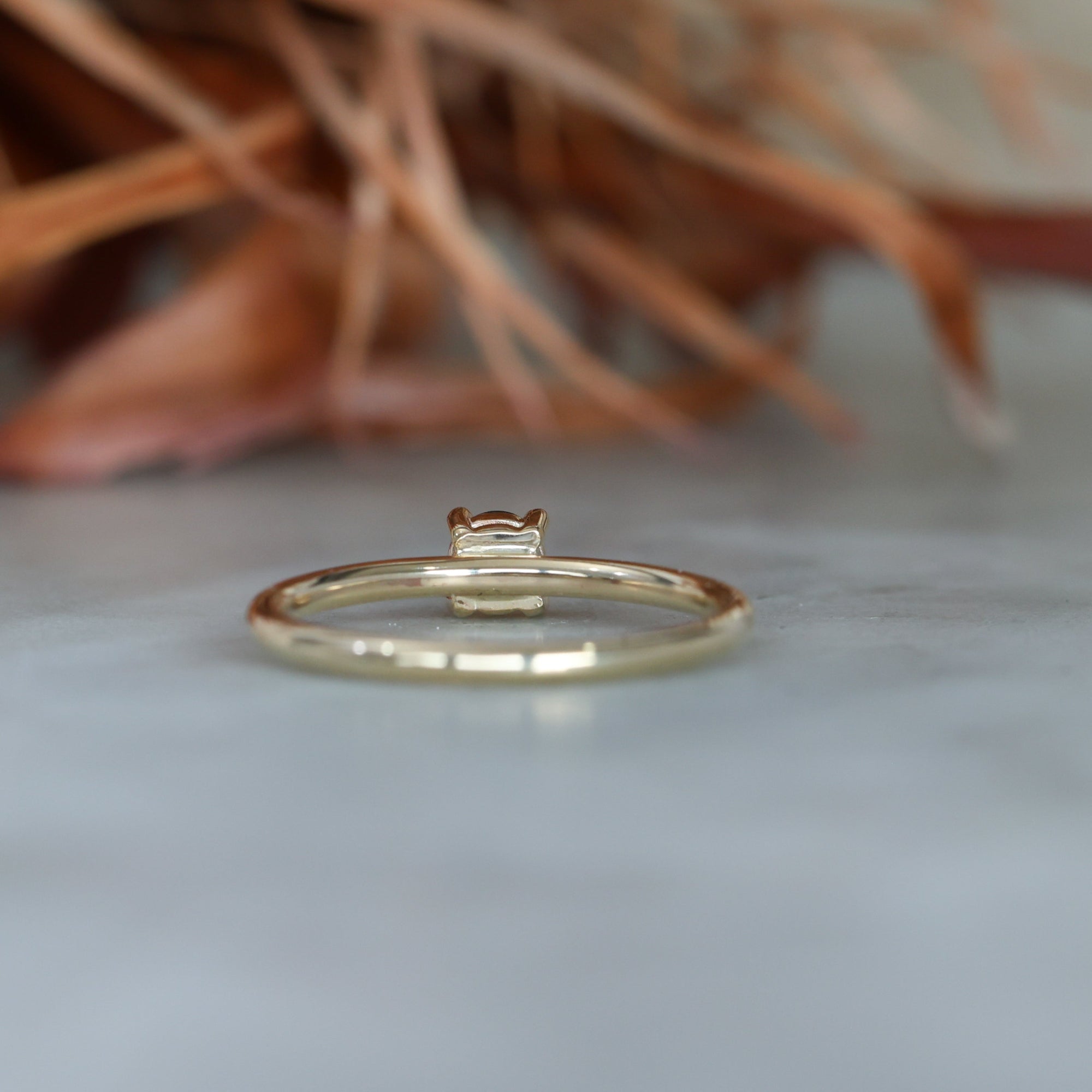 4mm round cut Australian Parti Sapphire stack ring crafted in yellow gold