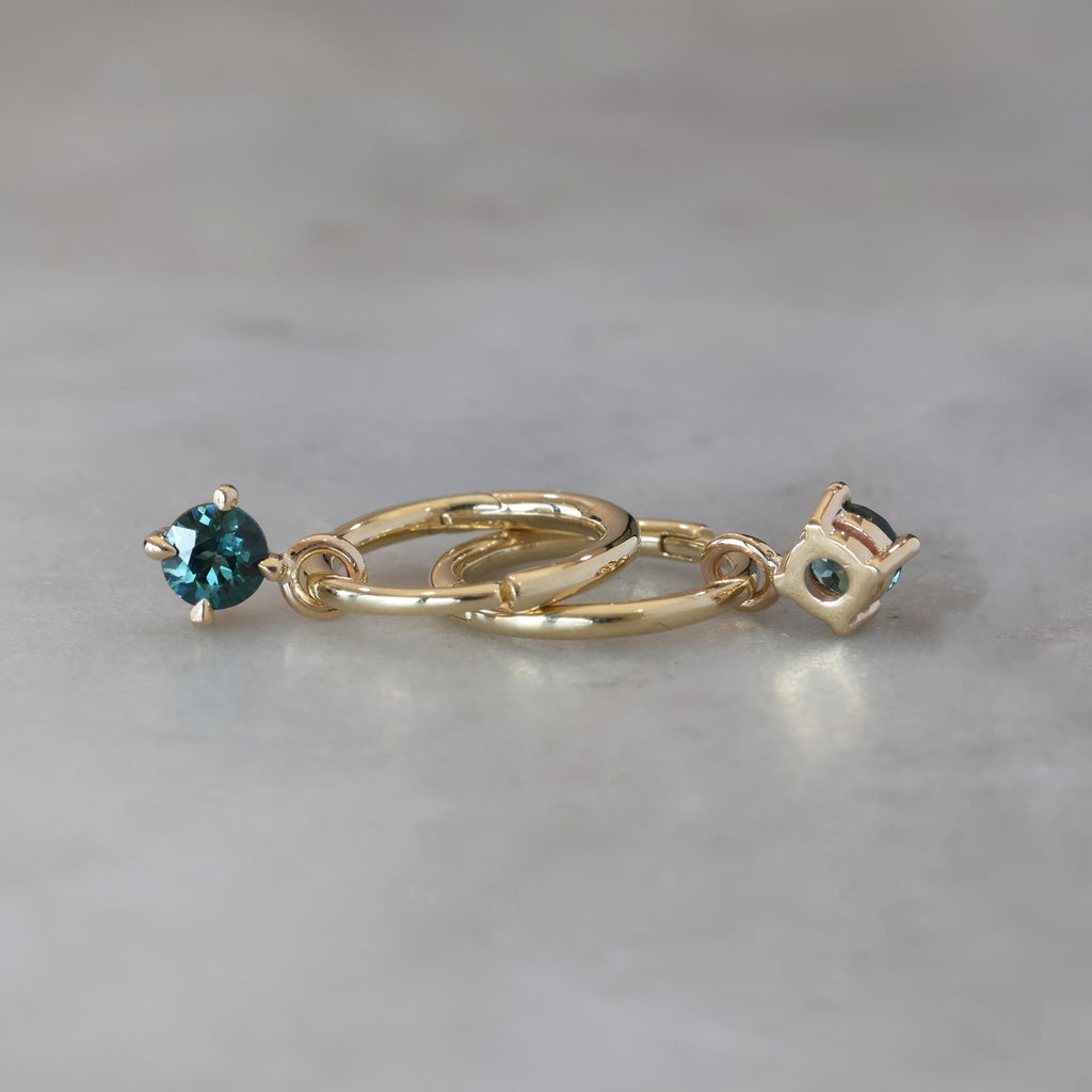  4mm australian parti sapphire hoop earrings