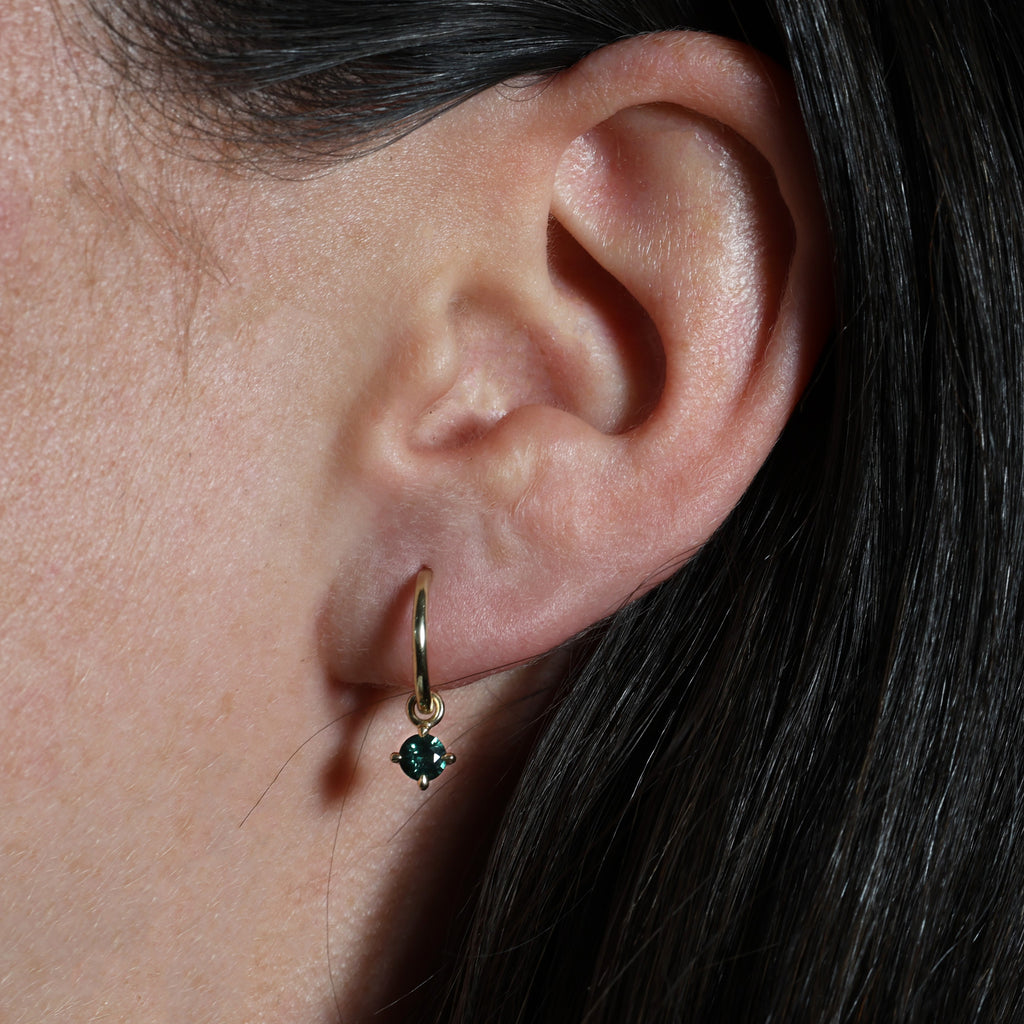 4mm australian parti sapphire hoop earrings in ear