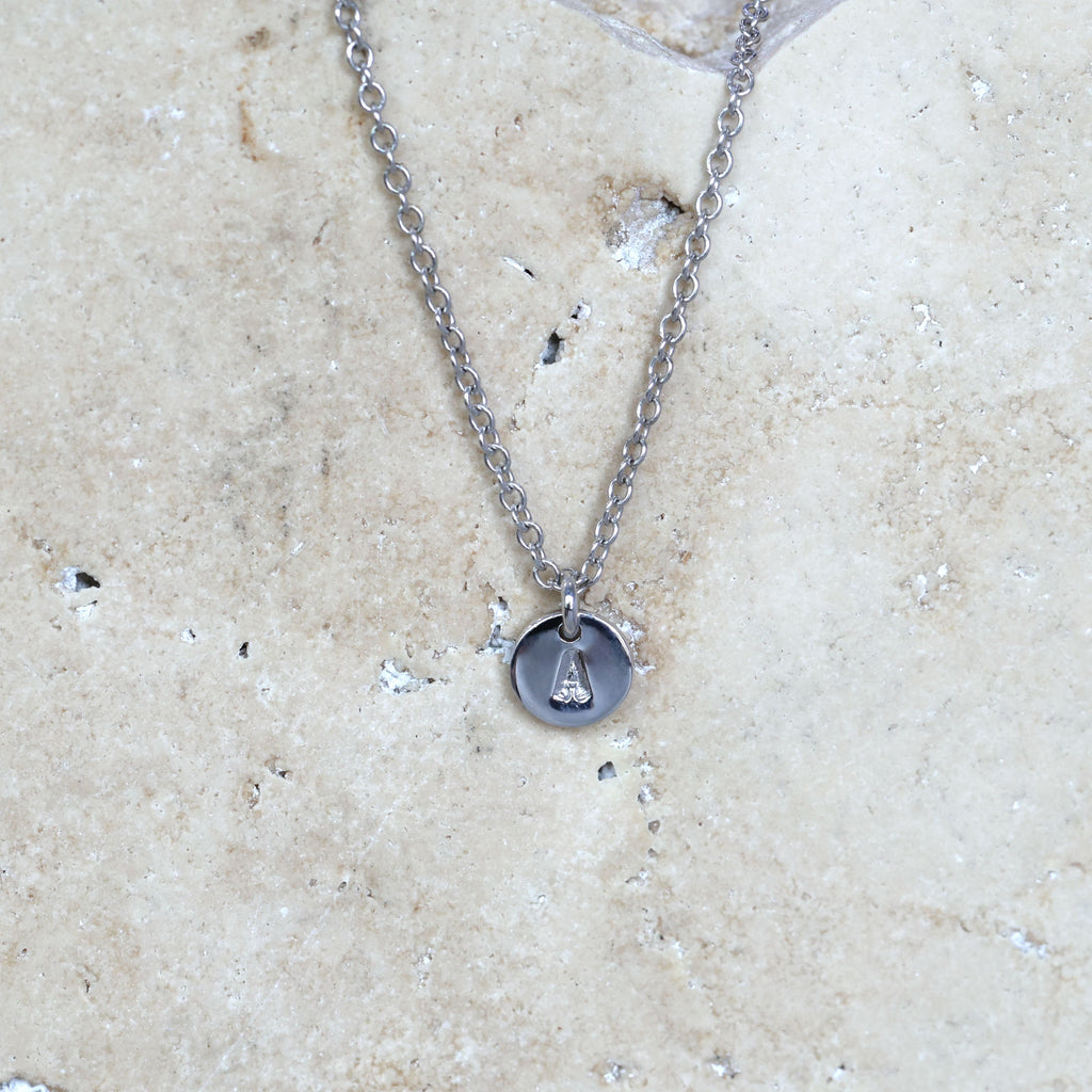 6mm initial gold necklace white gold