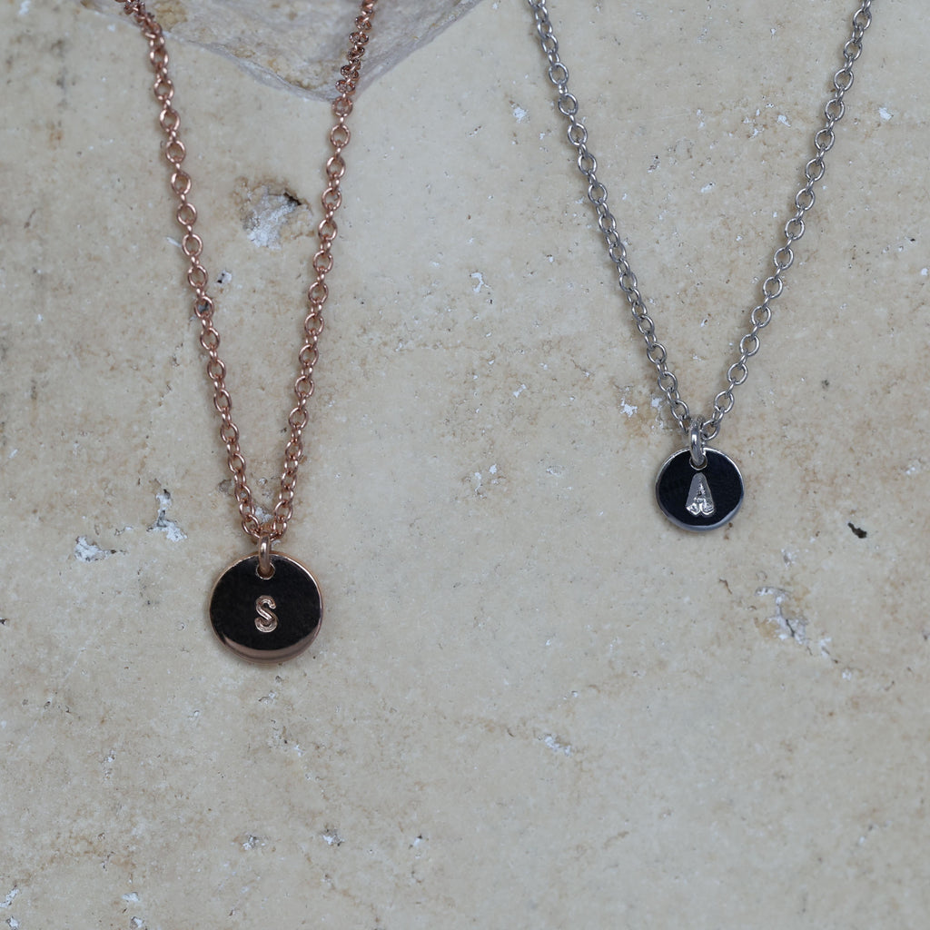 6mm initial gold necklace white gold